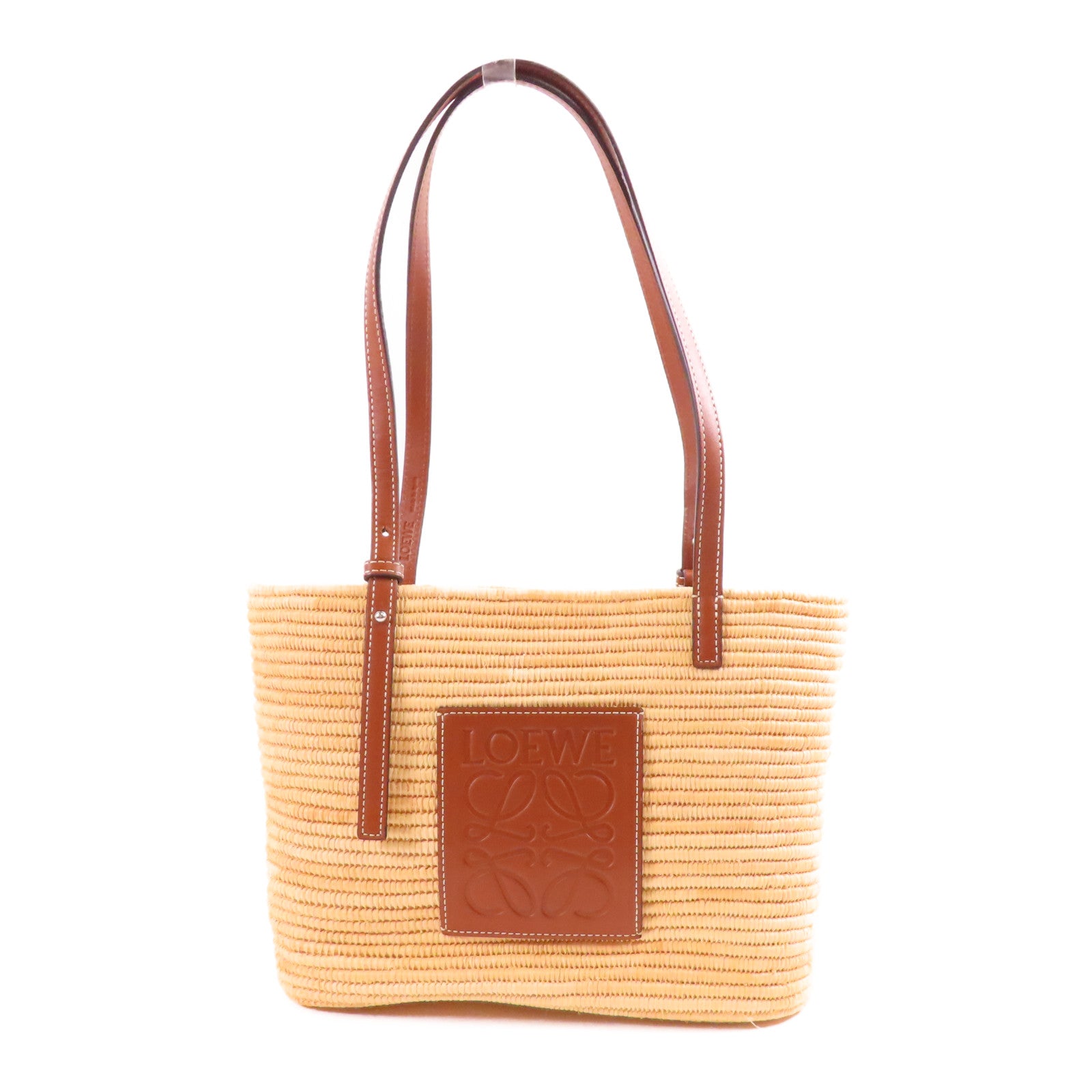 LOEWE 酒椰Raffia Tote金扣肩背袋