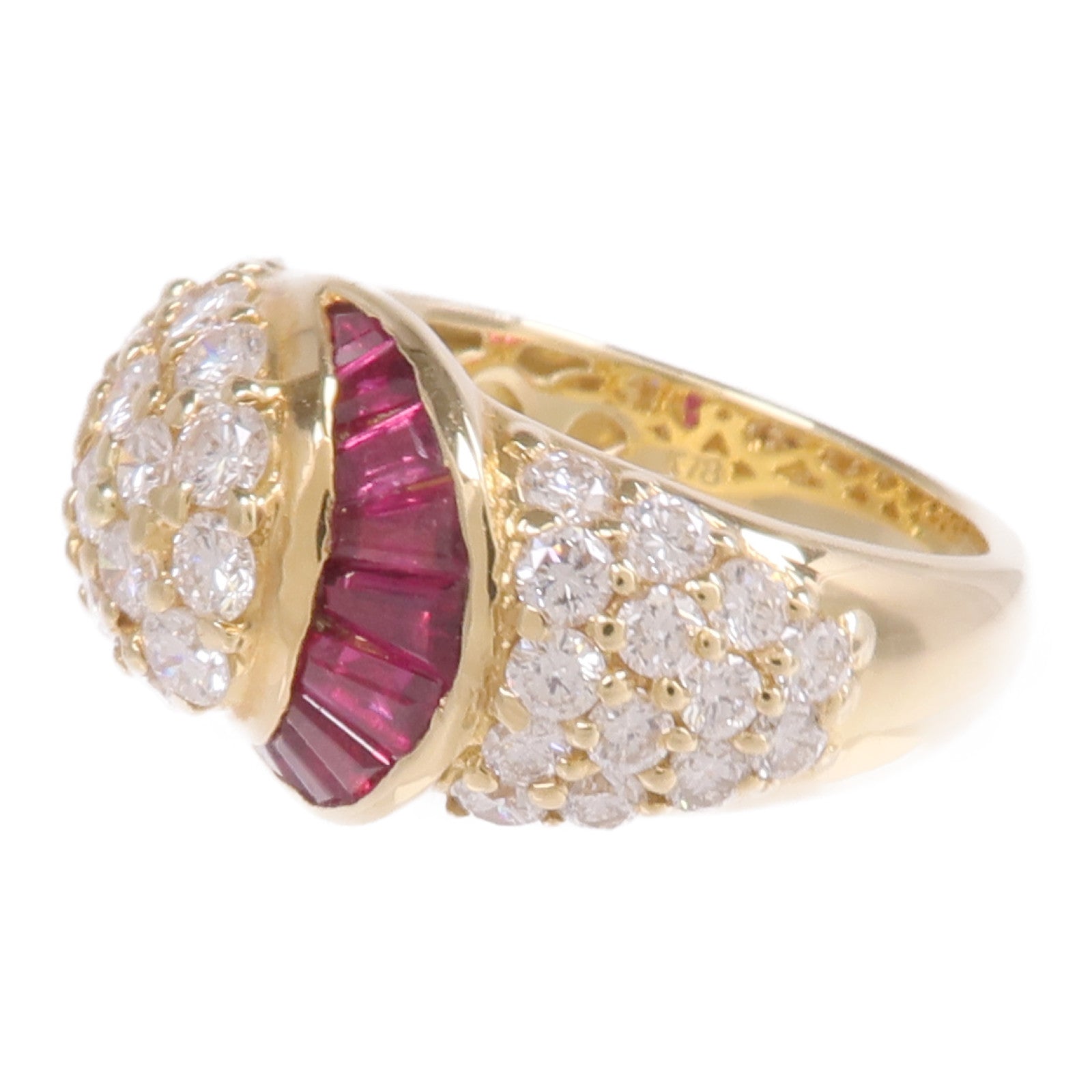 JEWELRY 18K黃金Ruby Diamond Ring紅寶石/鑽石戒指US#6