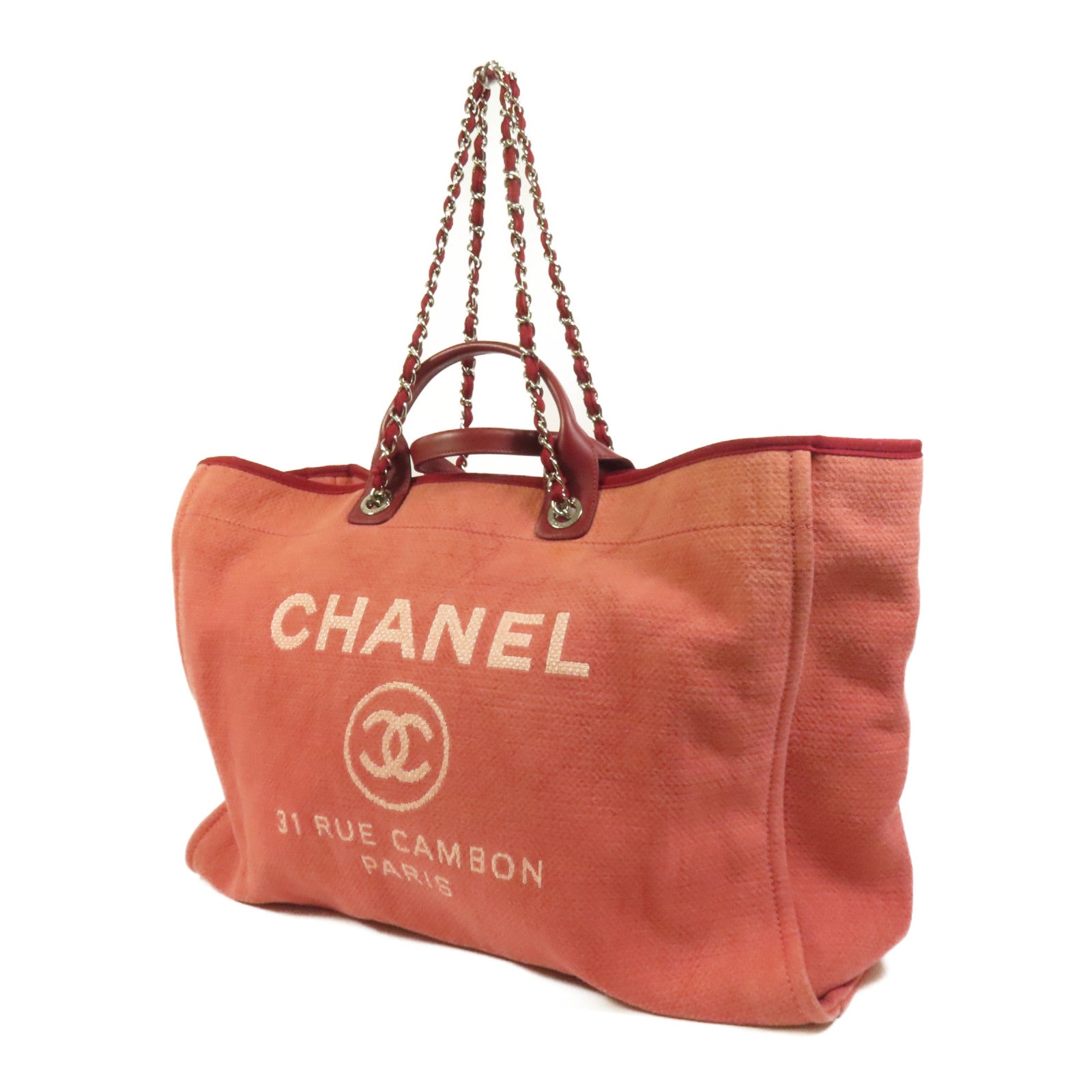 CHANEL 帆布Deauville Tote Extra Large銀扣手挽肩背兩用袋