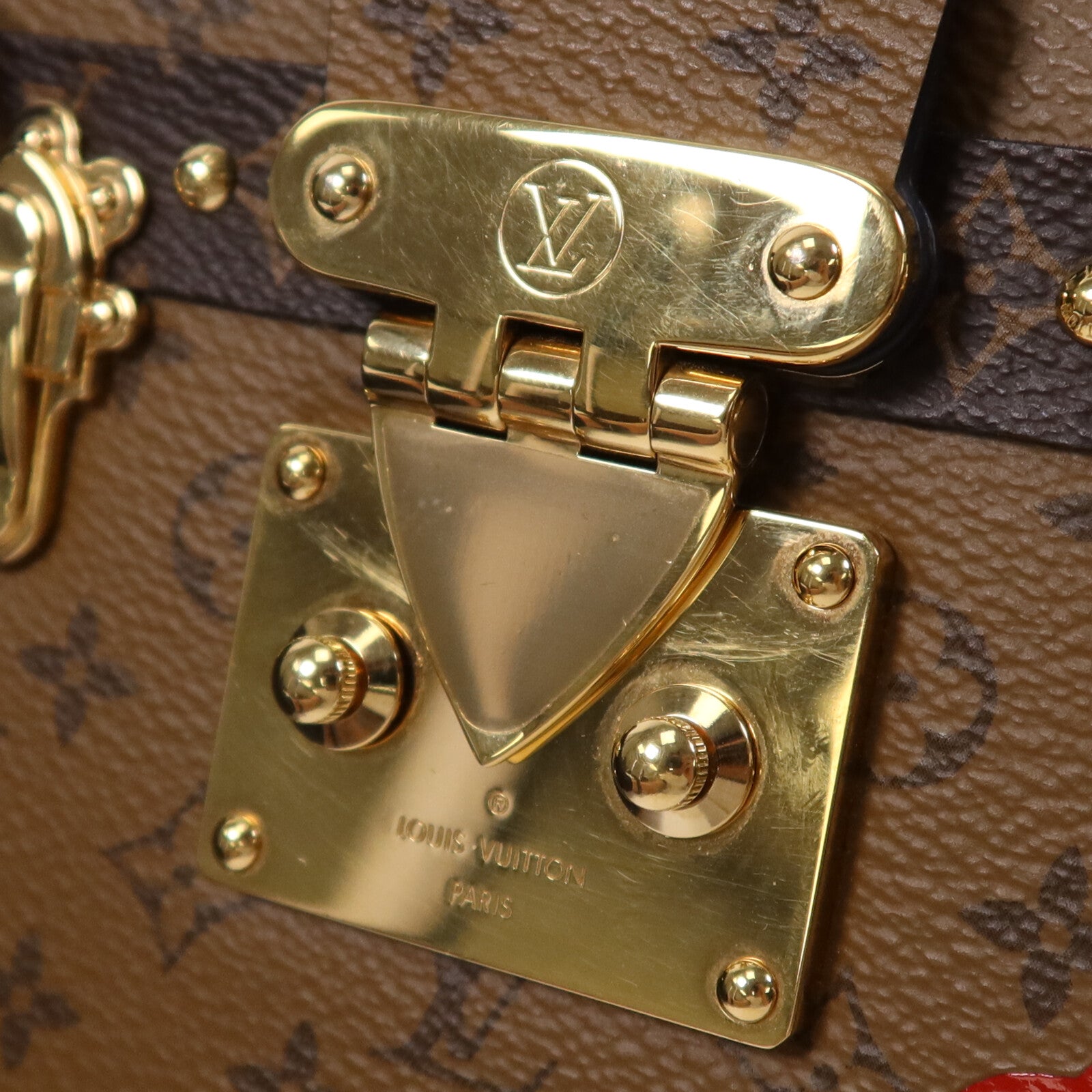 LOUIS VUITTON Monogram Reverse Petite Malle金扣肩背袋