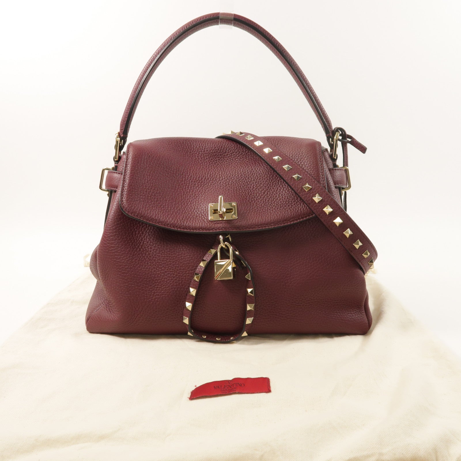 Valentino 牛皮皮革Garavani金扣手挽肩背兩用袋