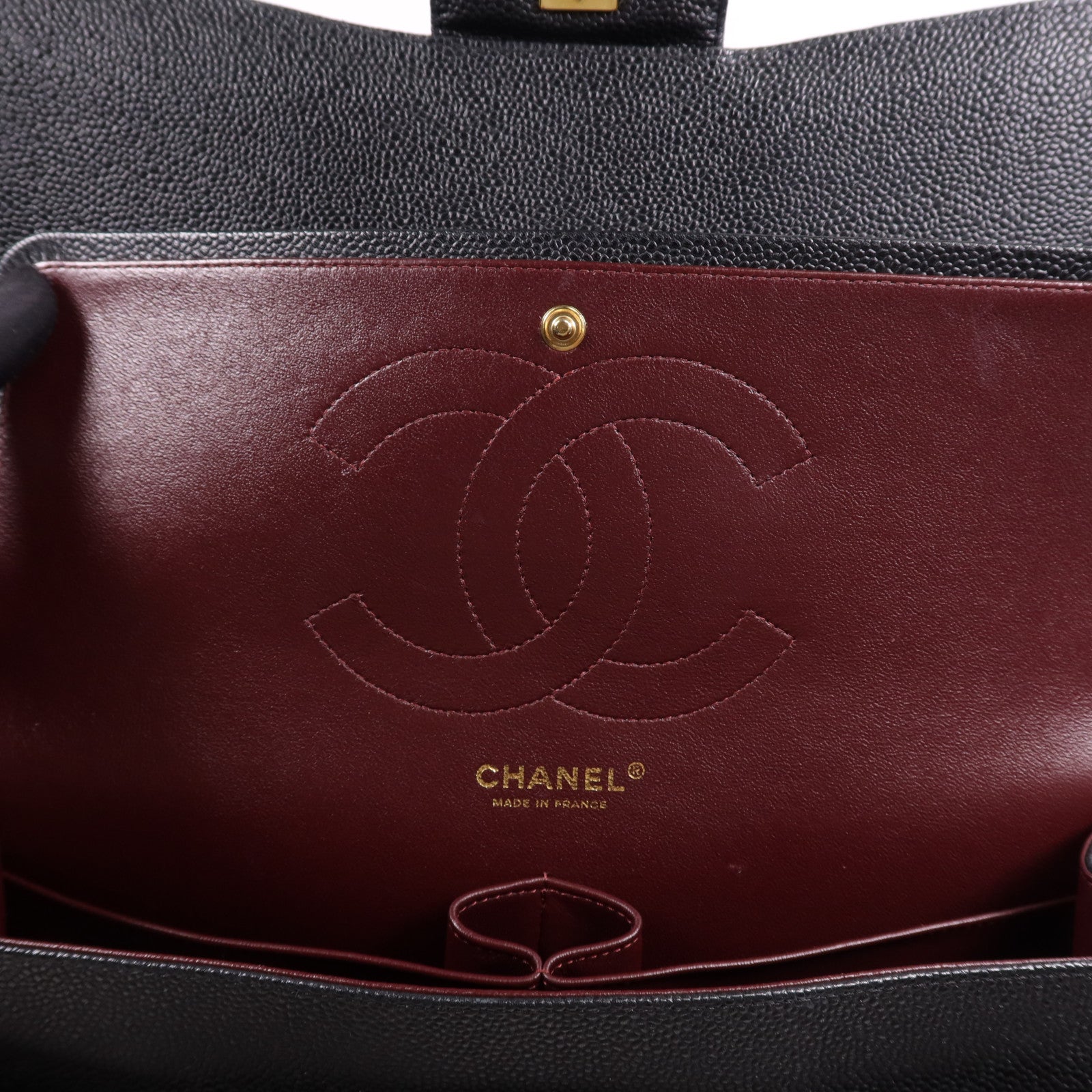 CHANEL 牛皮皮革Large Classic金扣鏈帶肩背袋