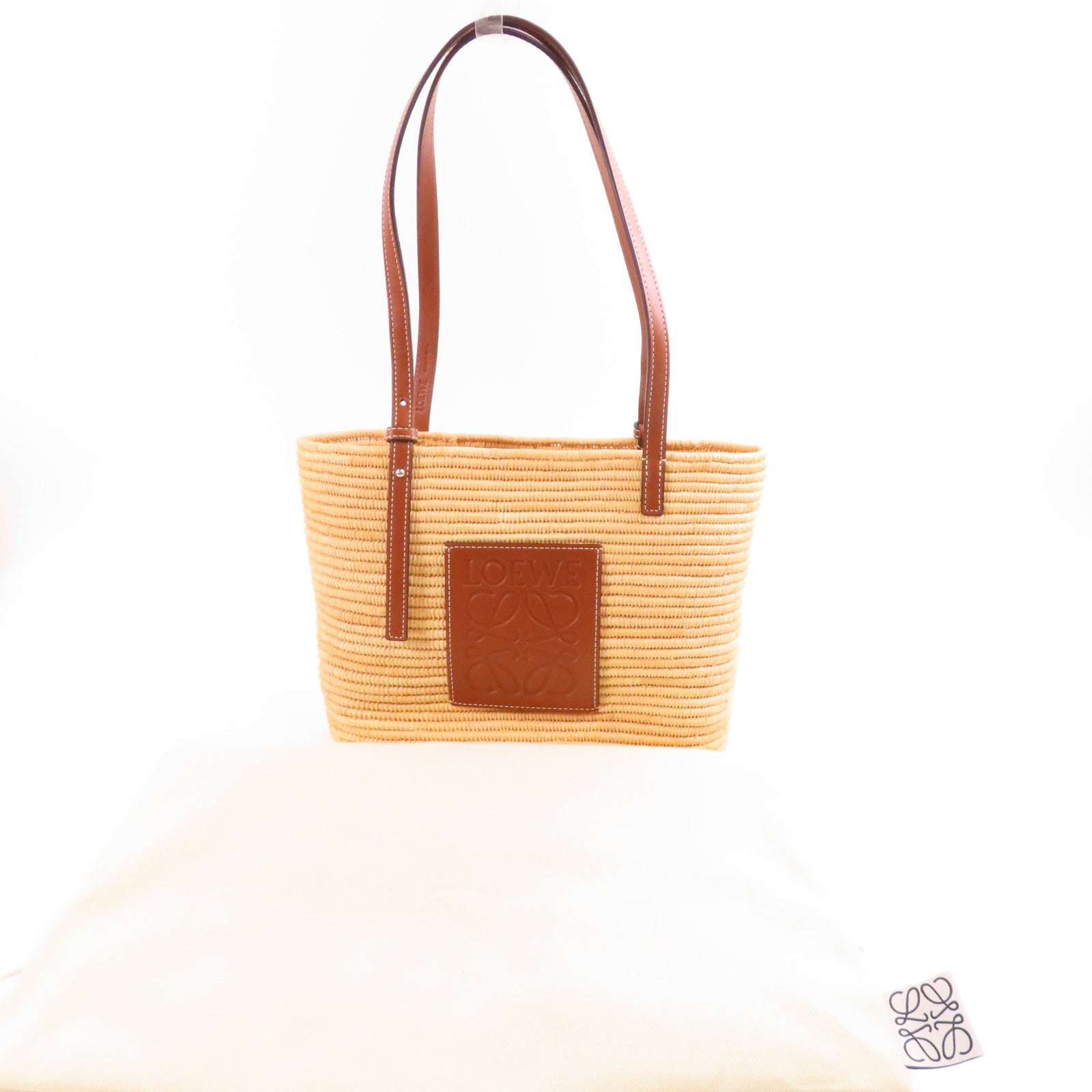 LOEWE 酒椰Raffia Tote金扣肩背袋