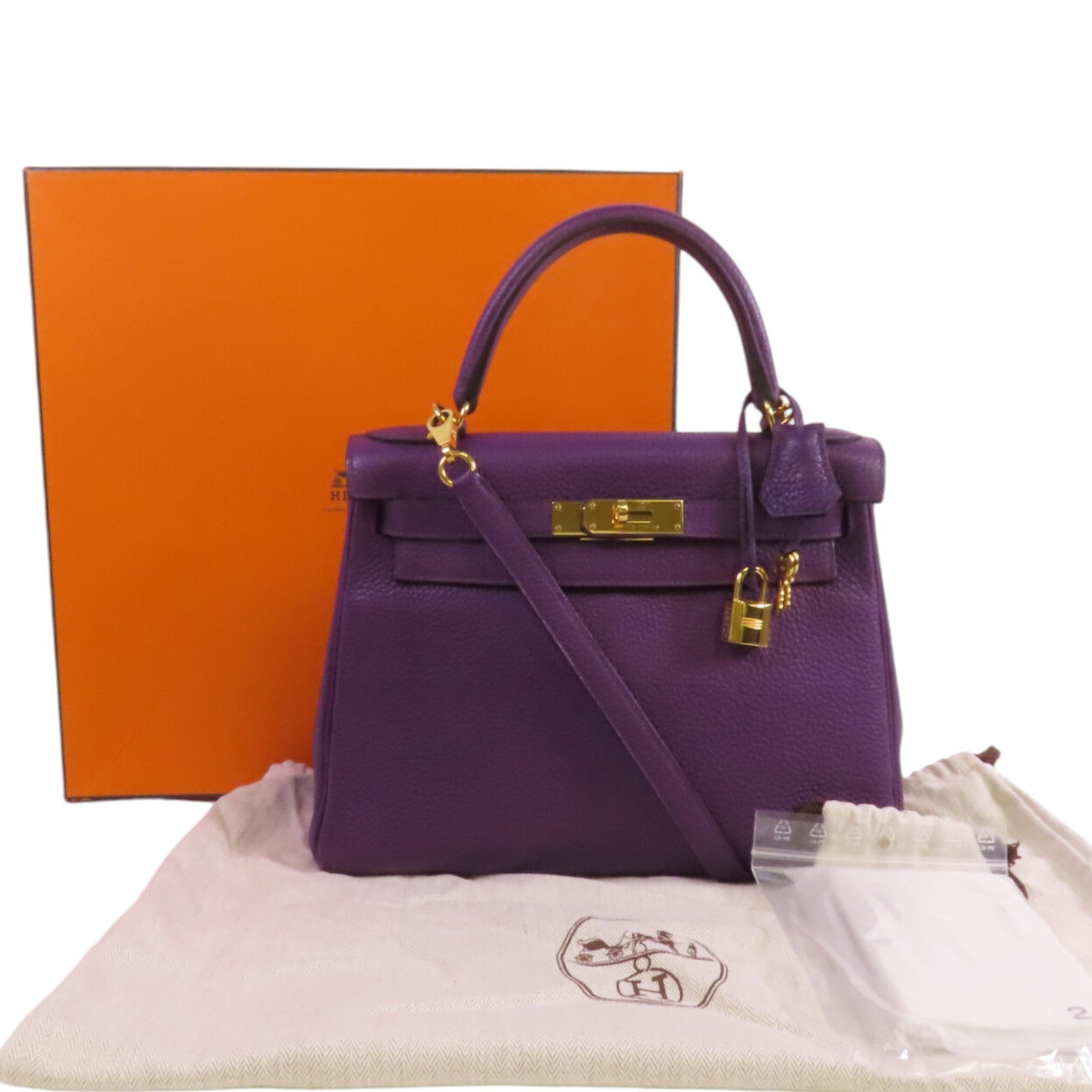 HERMES Togo皮革Kelly 28金扣手挽肩背兩用袋