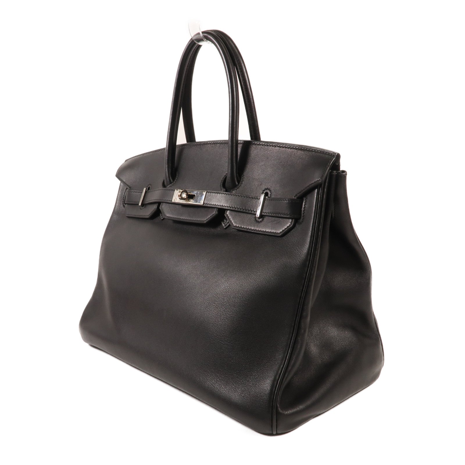 HERMES Swift皮革Birkin 35銀扣手挽袋Noir Black