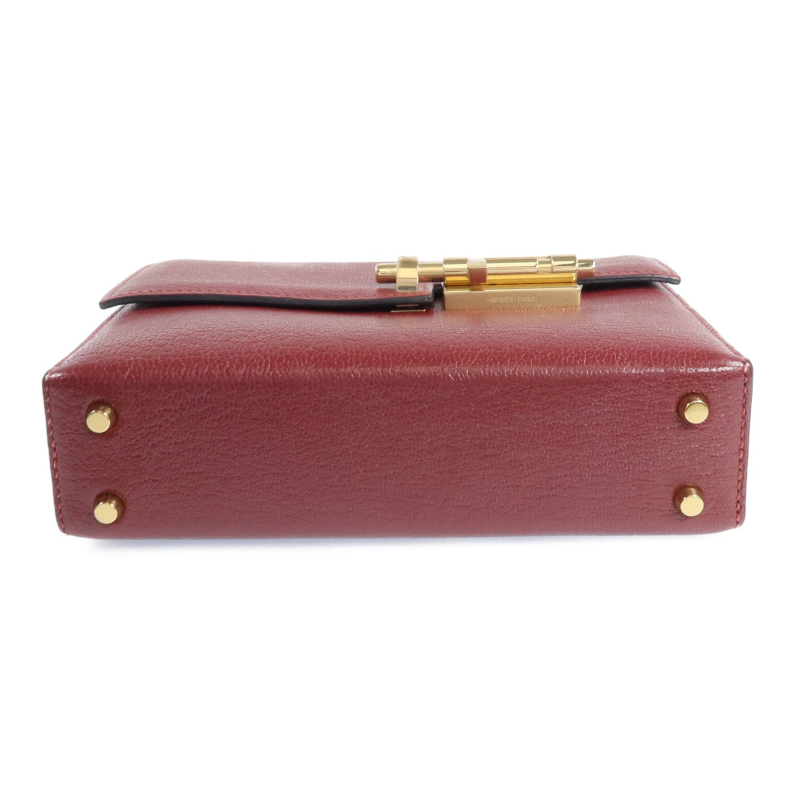 HERMES Chevre皮革Mini Verrou金扣鏈帶肩背袋Rough H