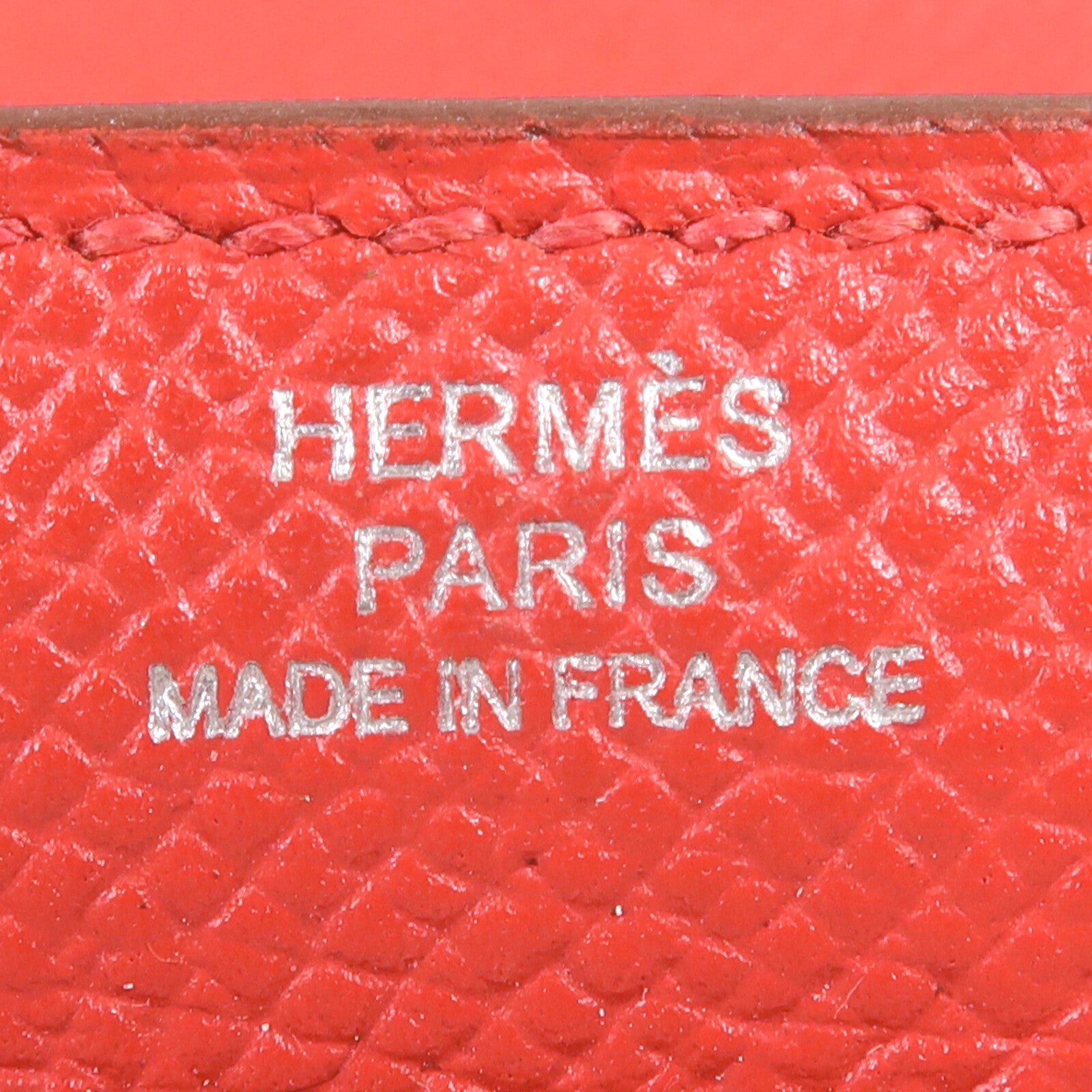 HERMES Epsom皮革Kelly Long Wallet銀扣長錢包Rouge Casaque