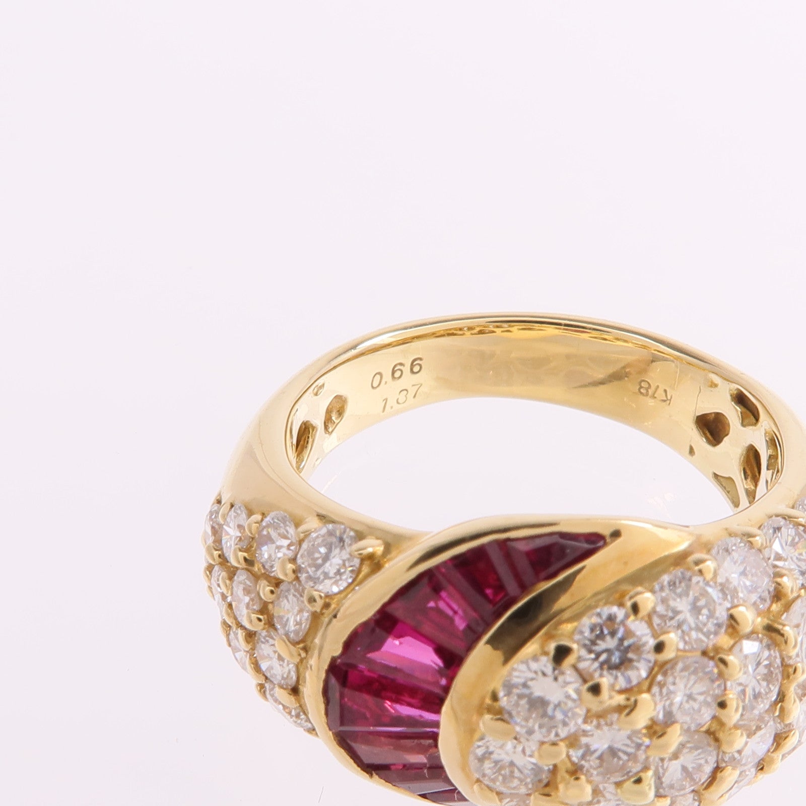 JEWELRY 18K黃金Ruby Diamond Ring紅寶石/鑽石戒指US#6