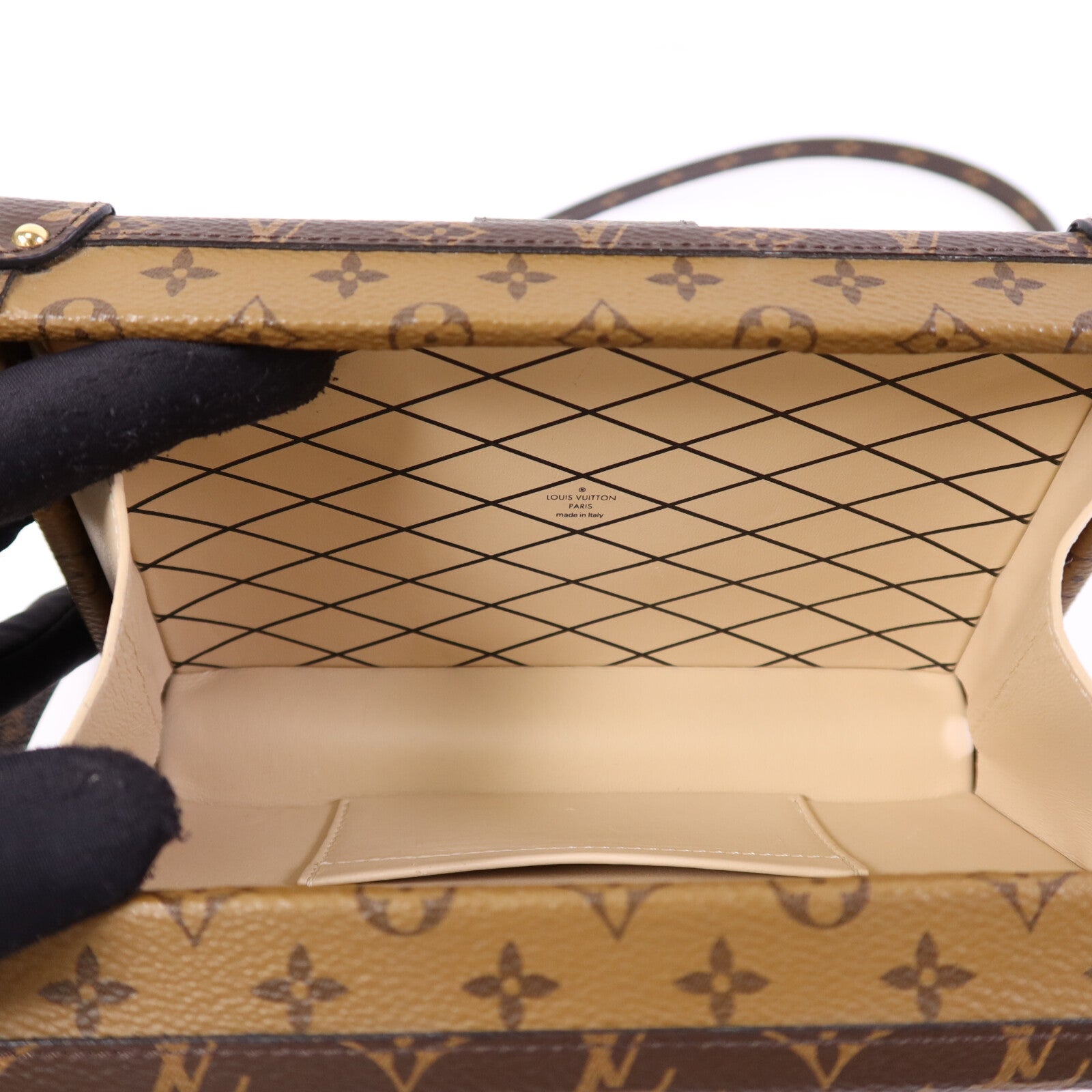 LOUIS VUITTON Monogram Reverse Petite Malle金扣肩背袋