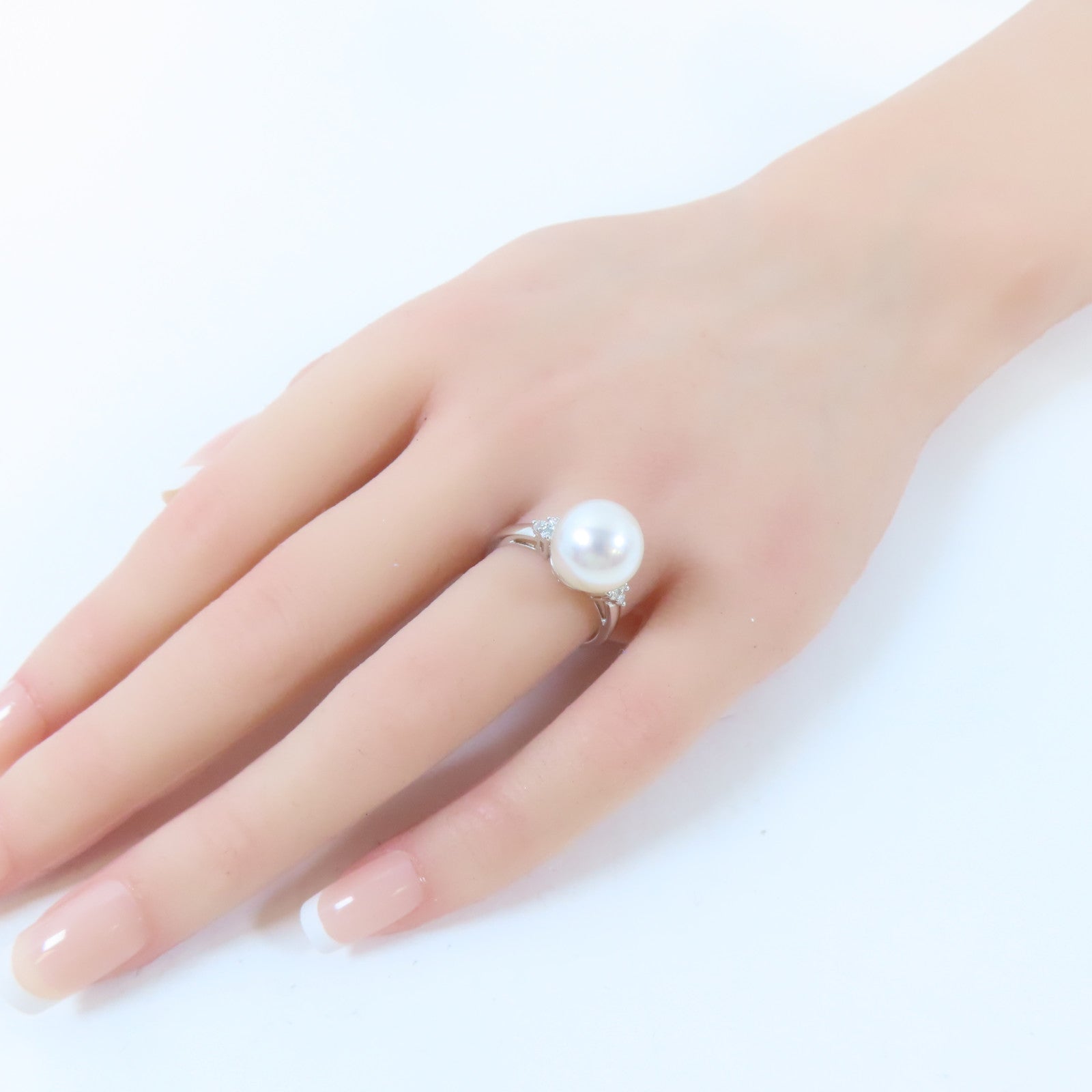 JEWELRY 【激減優惠】18K白金Diamond Pearl Ring 0.134ct鑽石/4.5g珍珠戒指US#6.75
