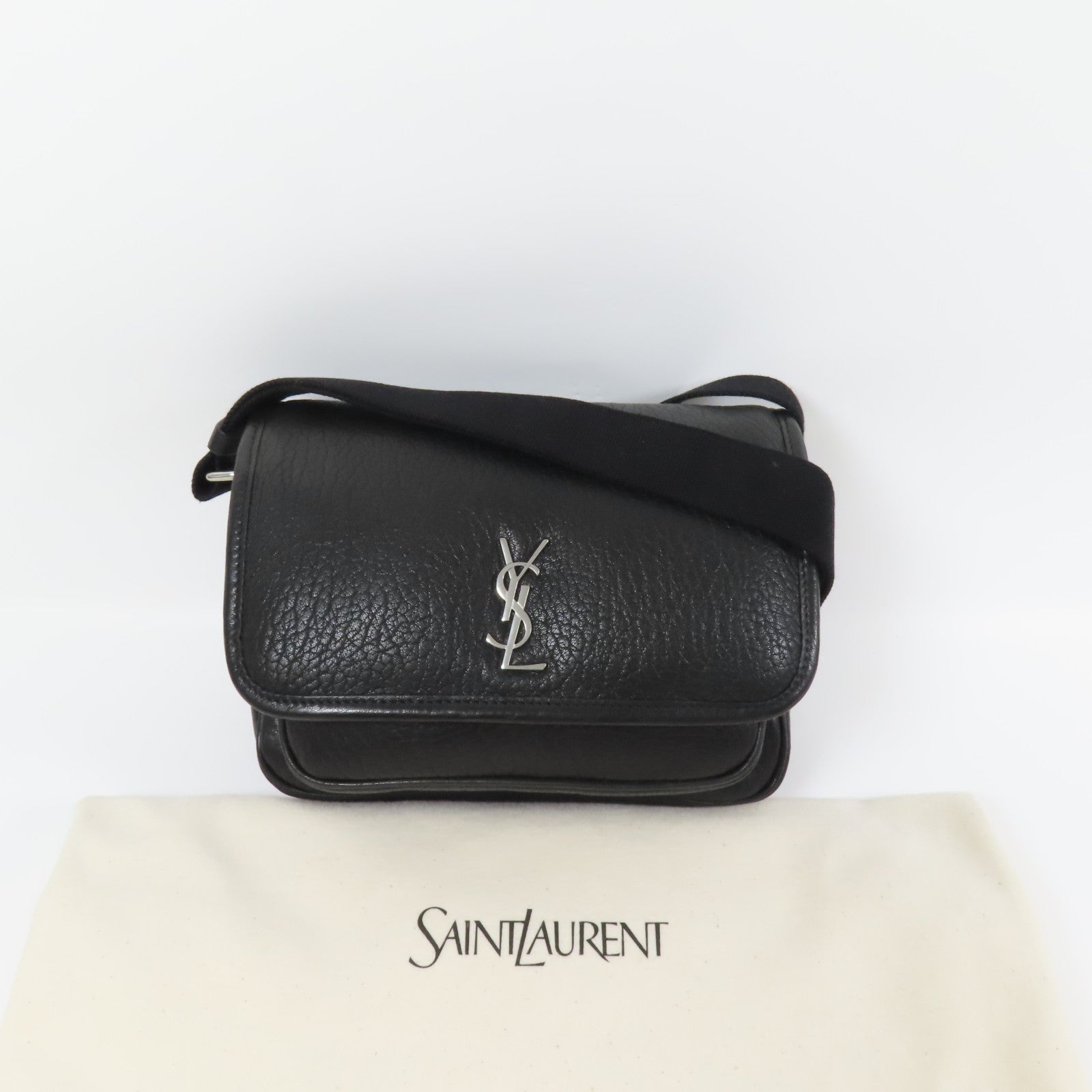 SAINT LAURENT 羊皮皮革Niki Messenger Bag銀扣肩背袋