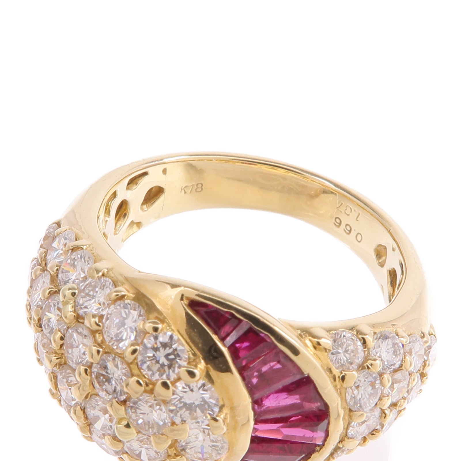 JEWELRY 18K黃金Ruby Diamond Ring紅寶石/鑽石戒指US#6