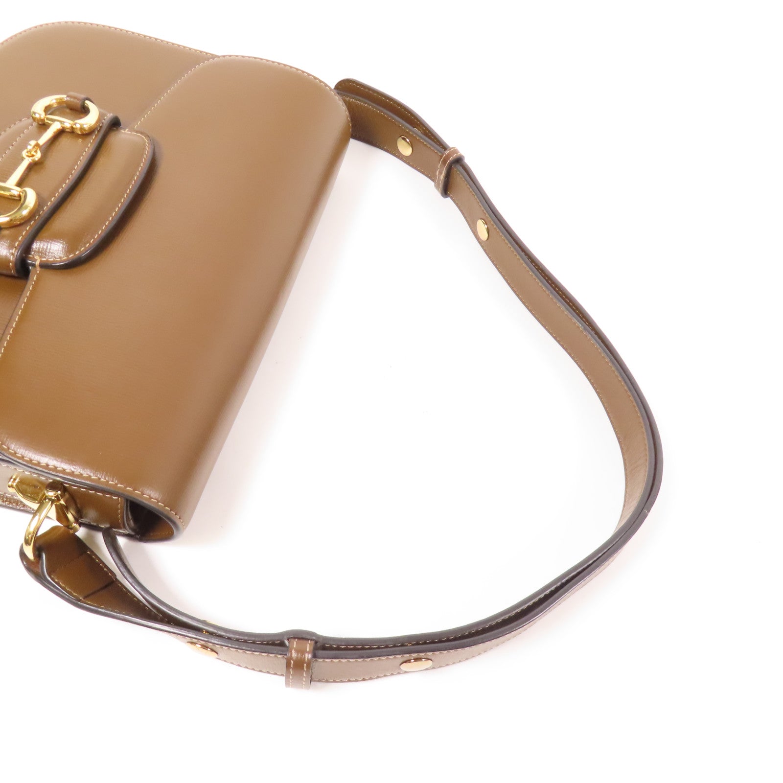 GUCCI 皮革Horsebit 1955 MM金扣肩背袋