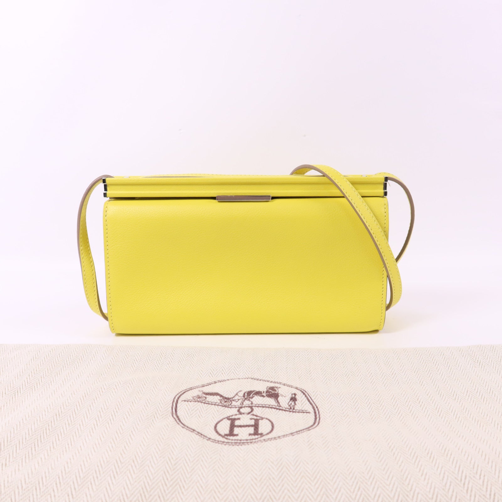 HERMES Evercolor皮革Clic-H 21銀扣肩背袋Lime