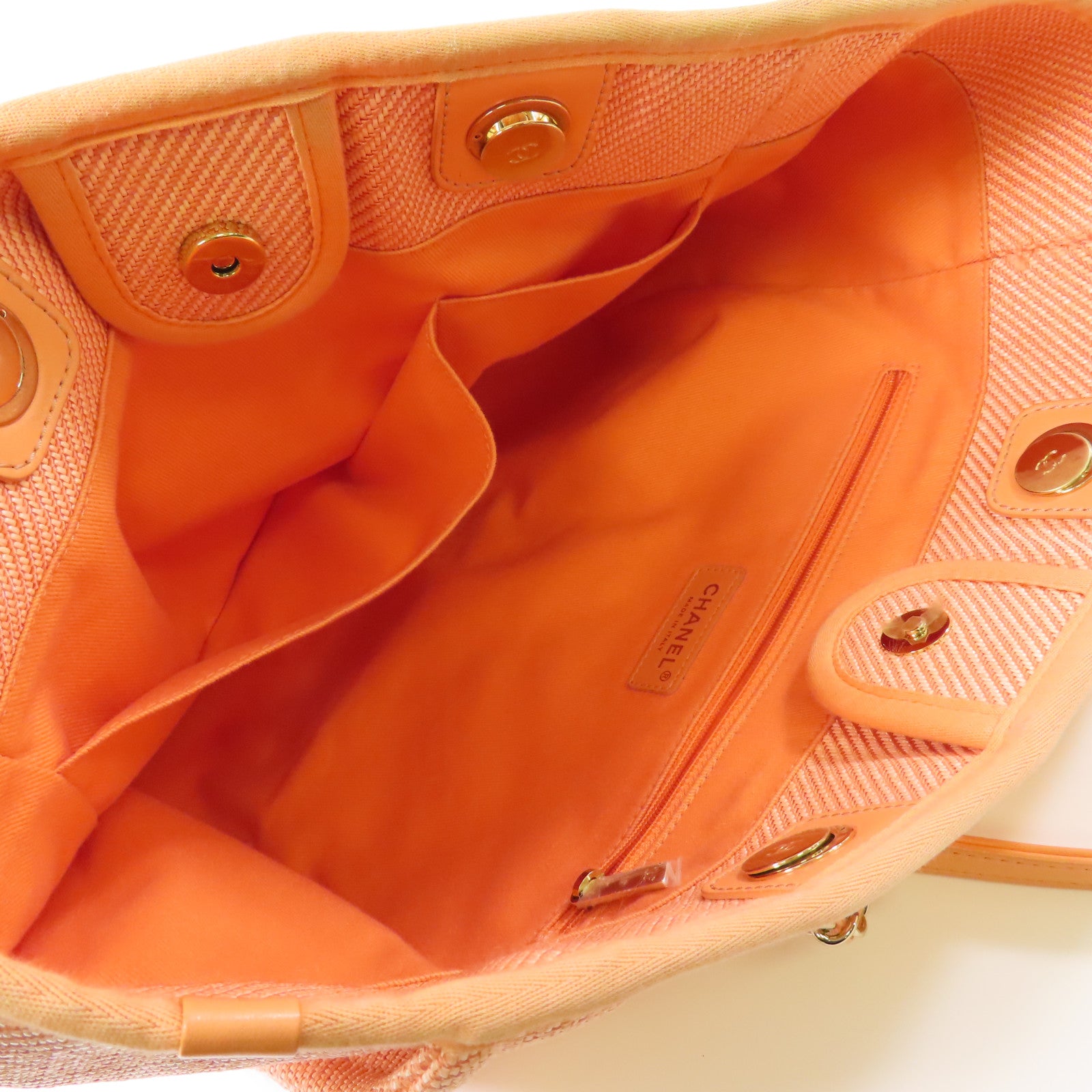 CHANEL 帆布Deauville Tote銀扣鏈帶肩背袋