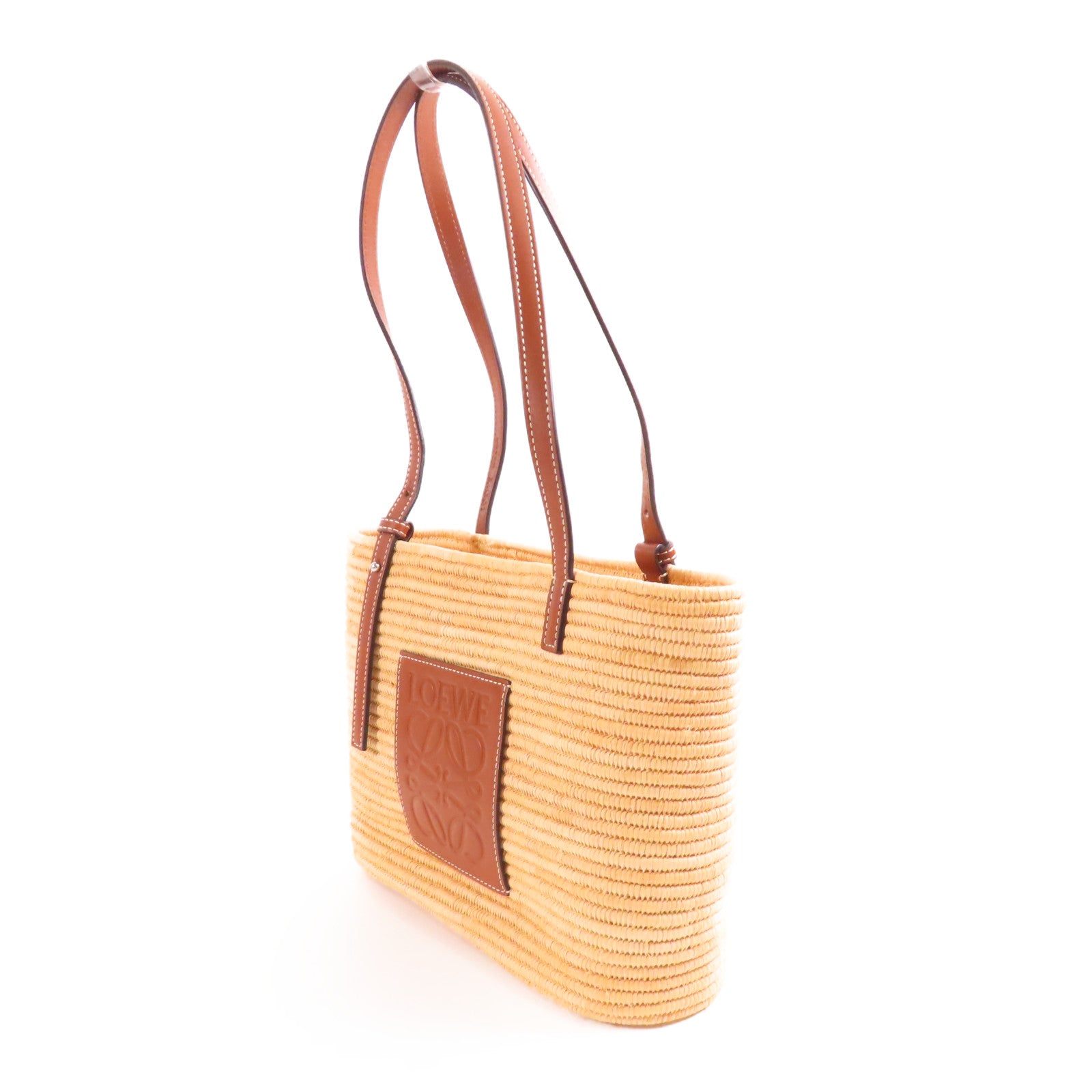 LOEWE 【激減優惠】酒椰Raffia Tote金扣肩背袋