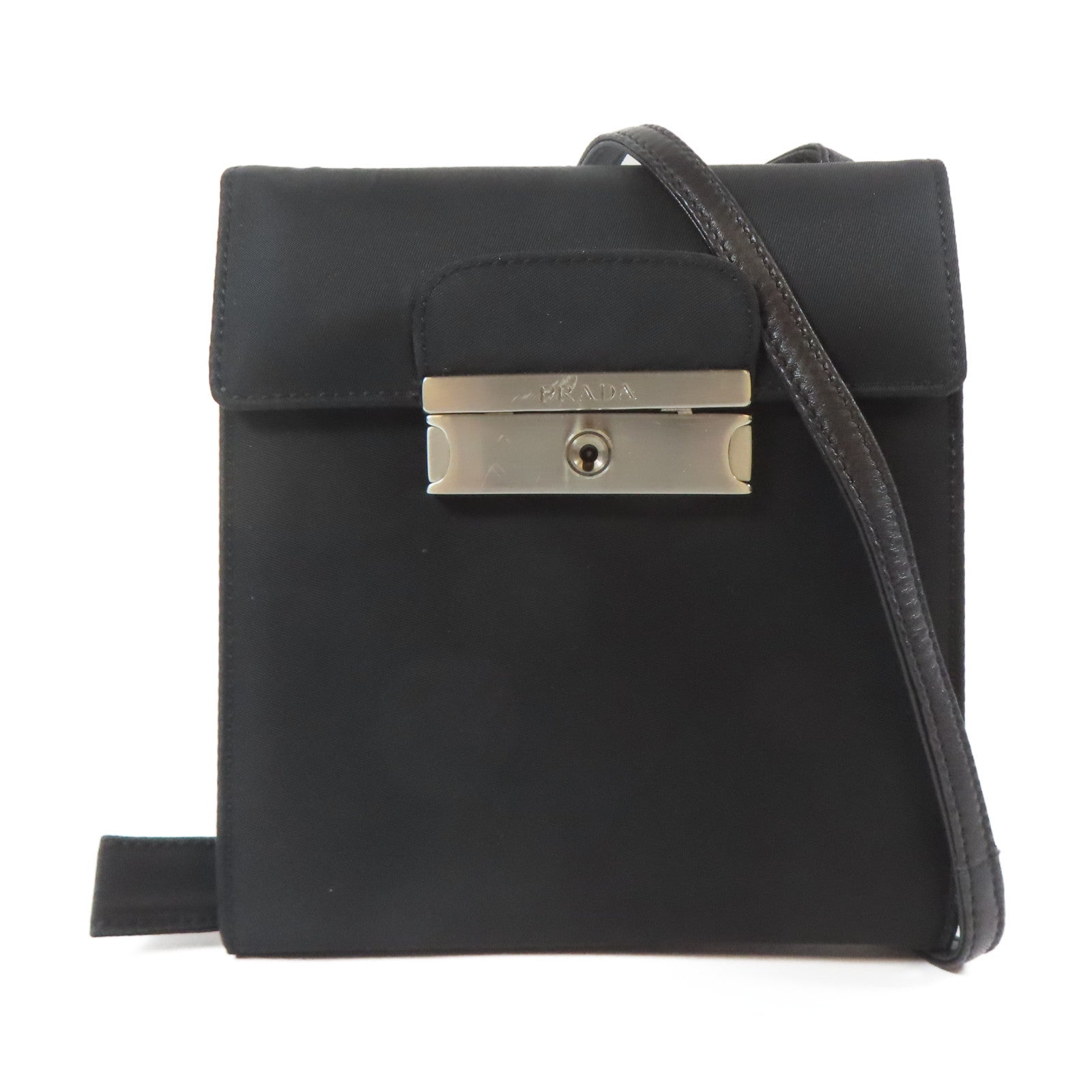 PRADA 尼龍Shoulder Bag銀扣肩背袋黑色