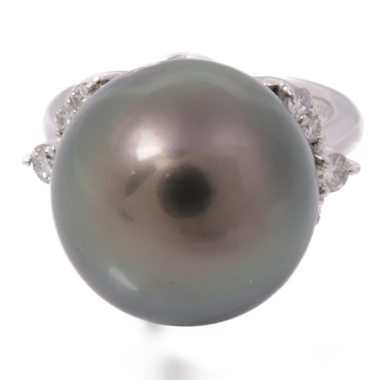 JEWELRY PT900鉑金Pearl Diamond Ring鑽石戒指US#6
