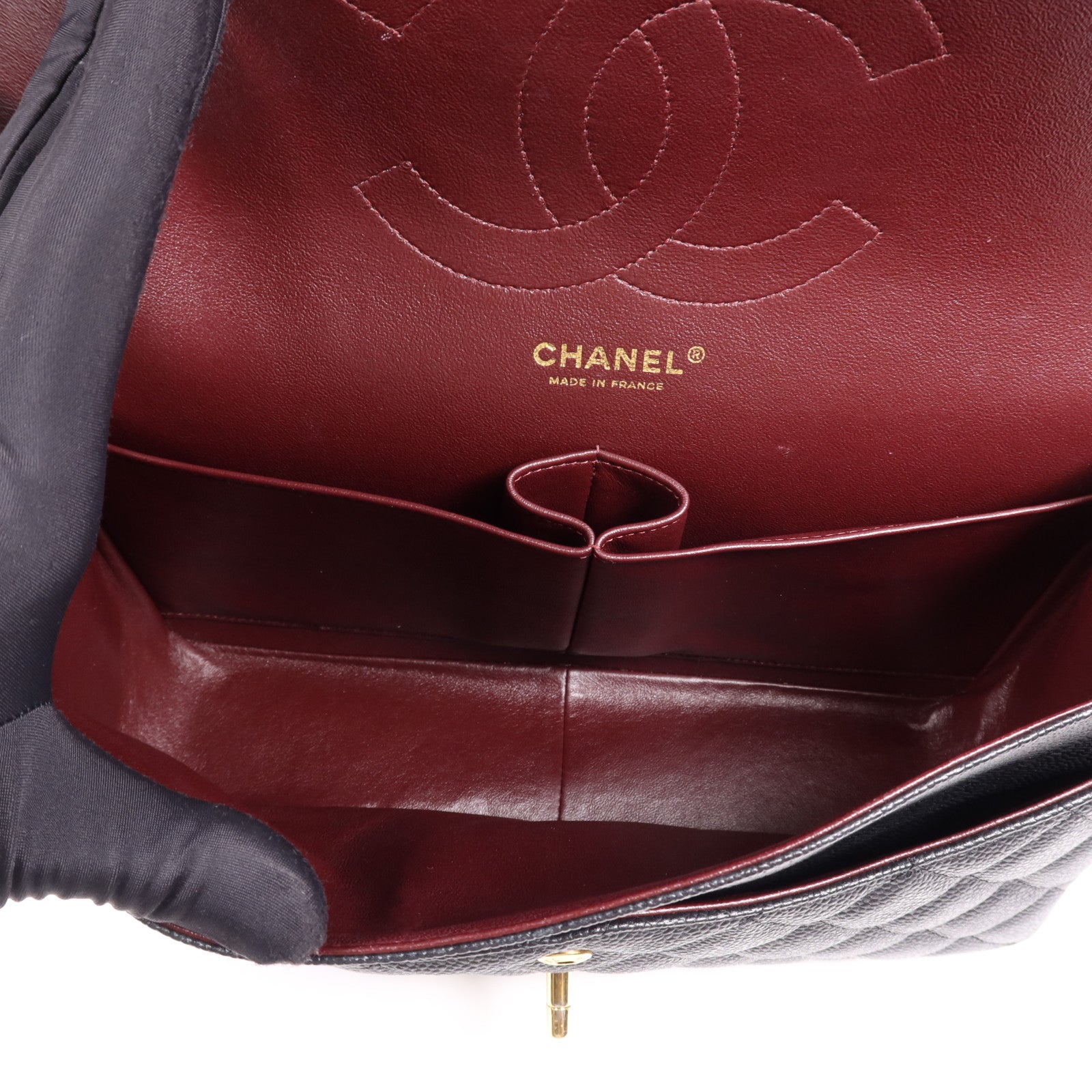 CHANEL 牛皮皮革Large Classic金扣鏈帶肩背袋