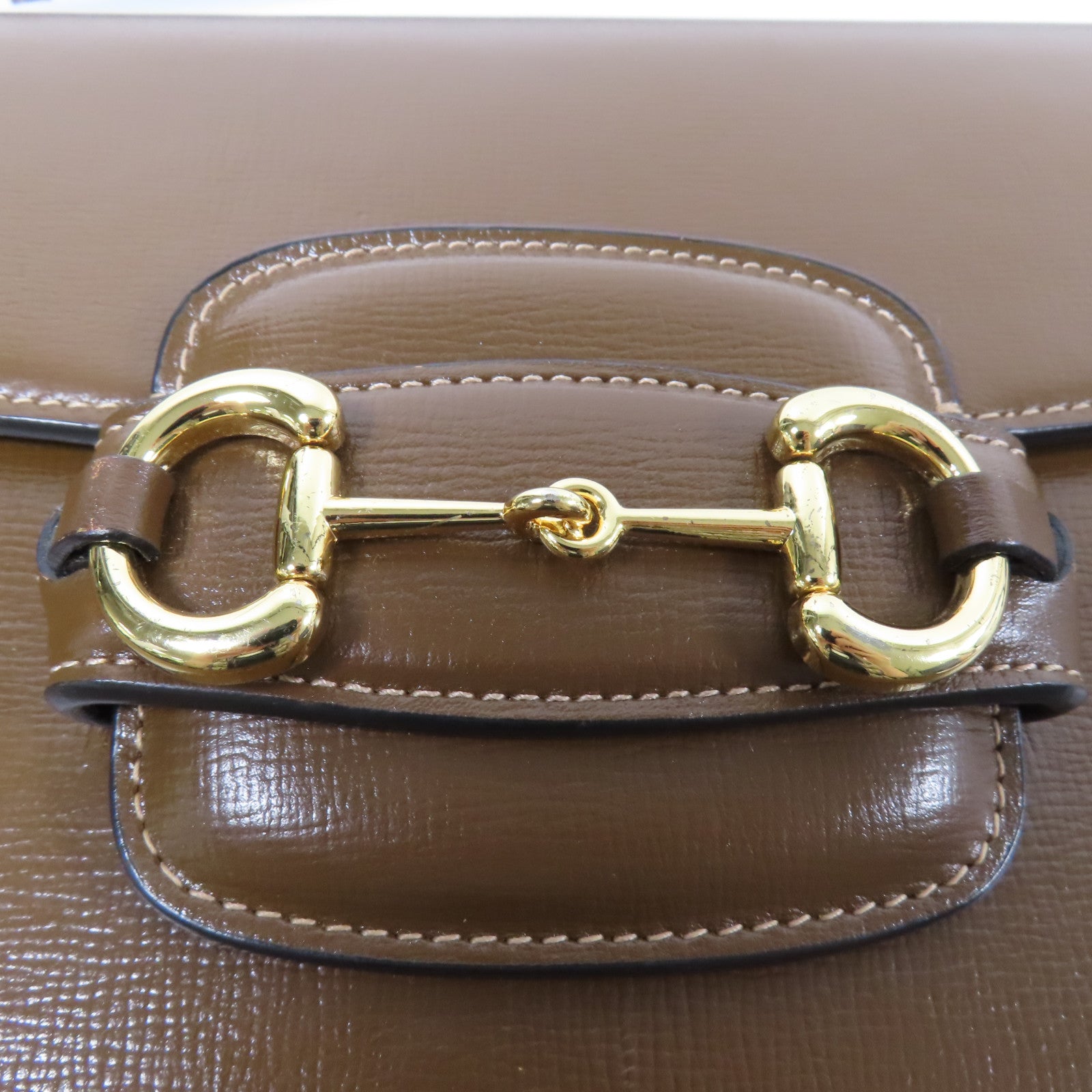 GUCCI 皮革Horsebit 1955 MM金扣肩背袋