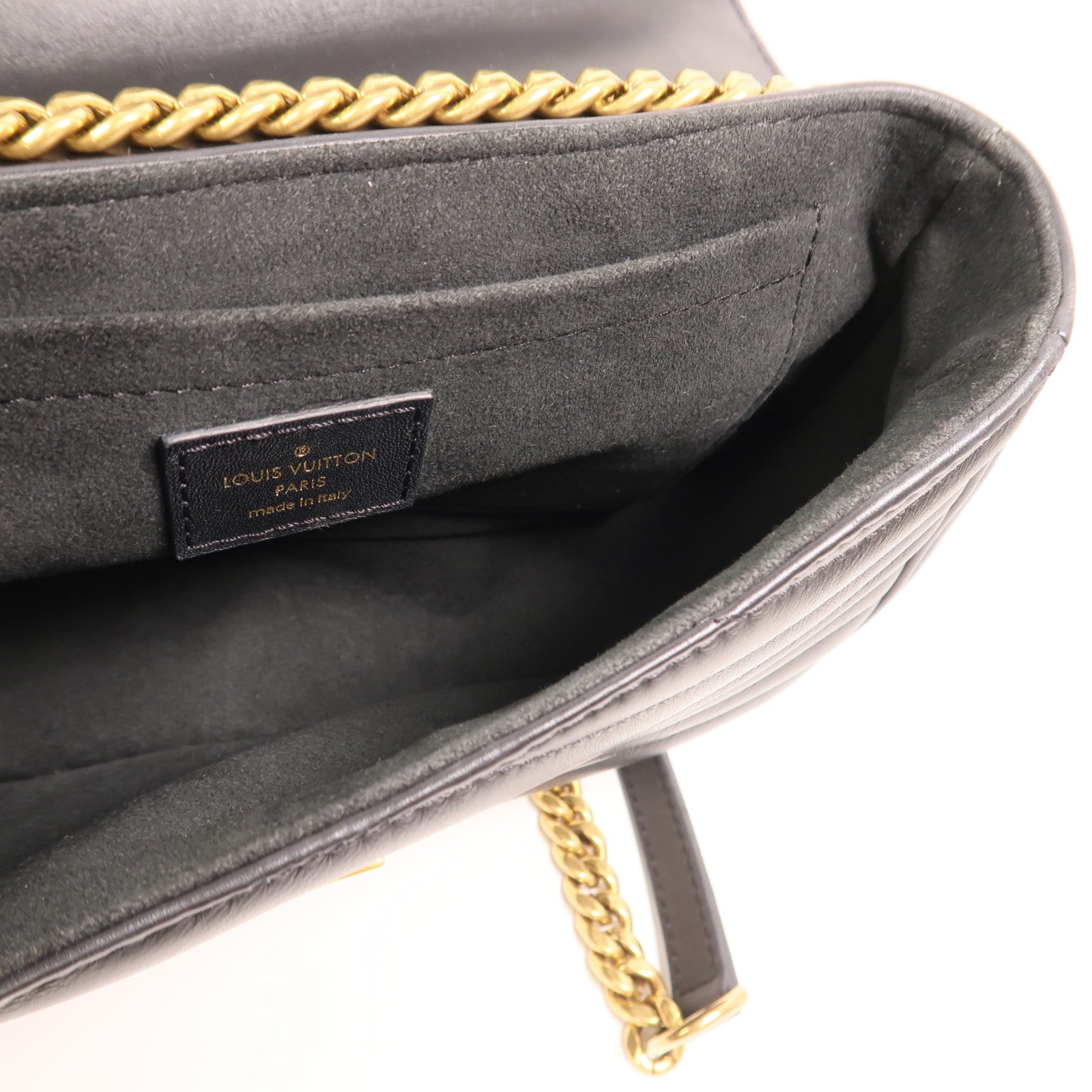 LOUIS VUITTON 牛皮皮革New Wave MM金扣鏈帶手挽肩背兩用袋