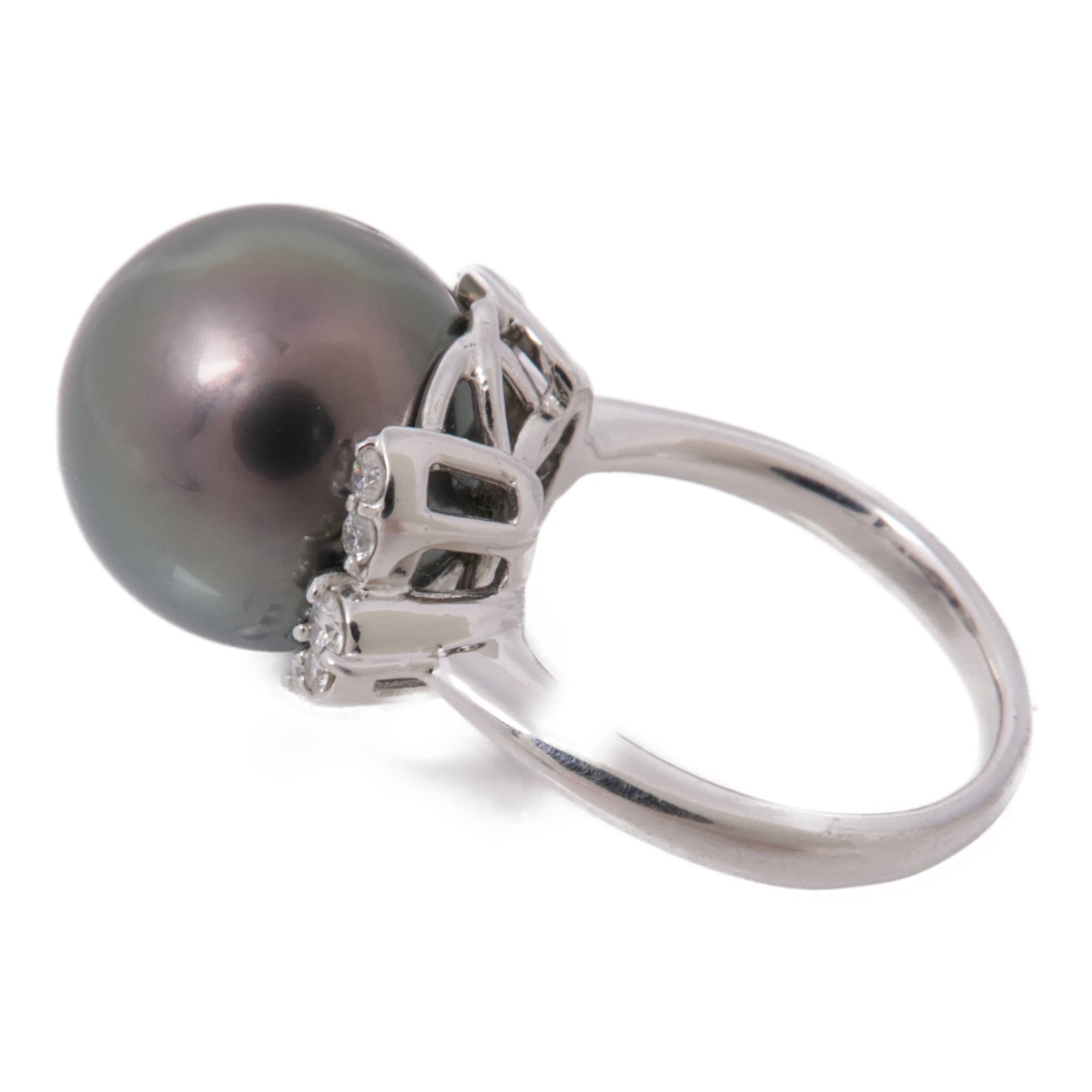 JEWELRY PT900鉑金Pearl Diamond Ring鑽石戒指US#6