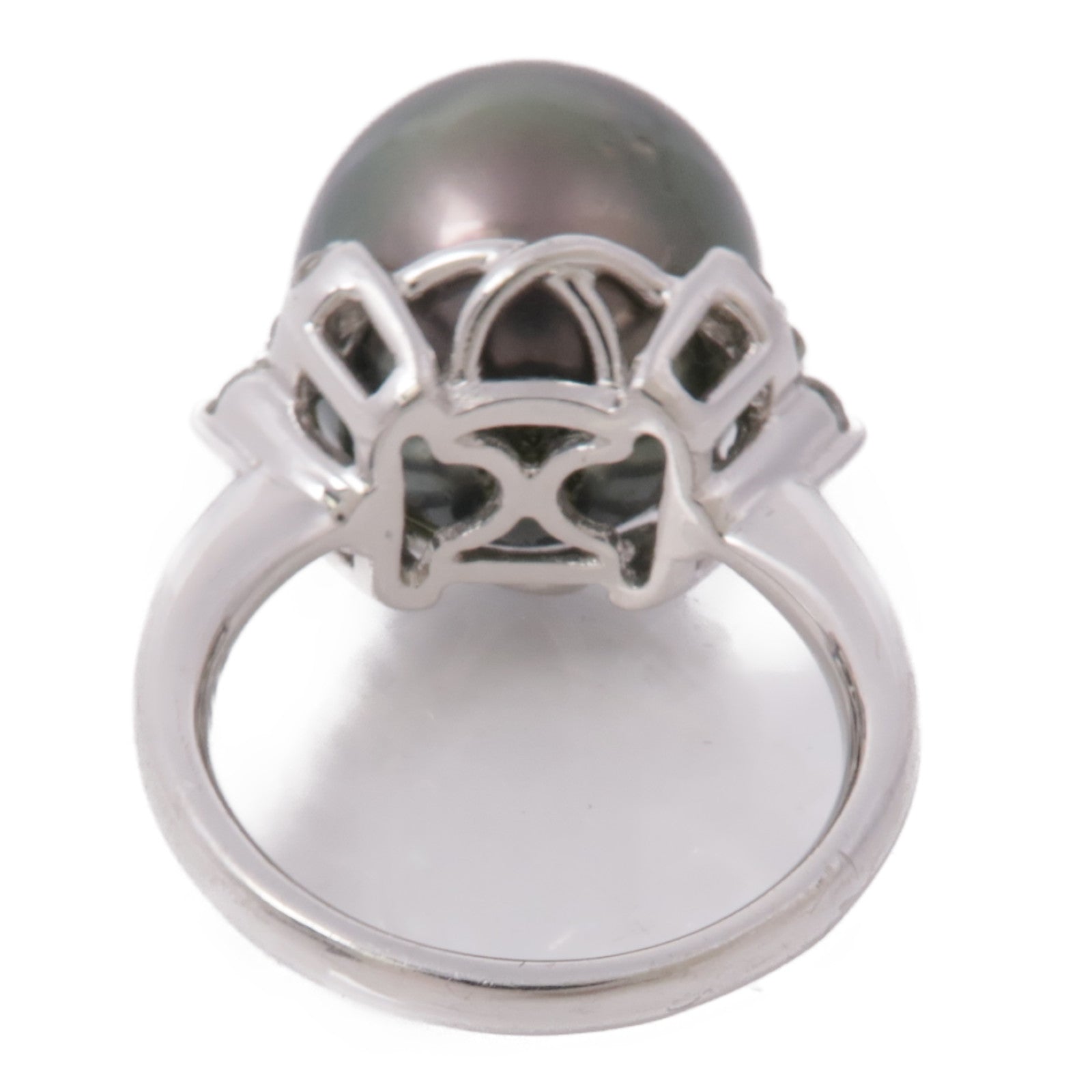 JEWELRY PT900鉑金Pearl Diamond Ring鑽石戒指US#6