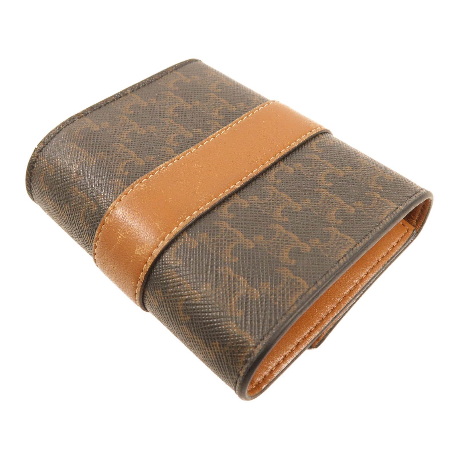 CELINE 塗層帆布Small Trifold Wallet金扣折疊錢包啡色