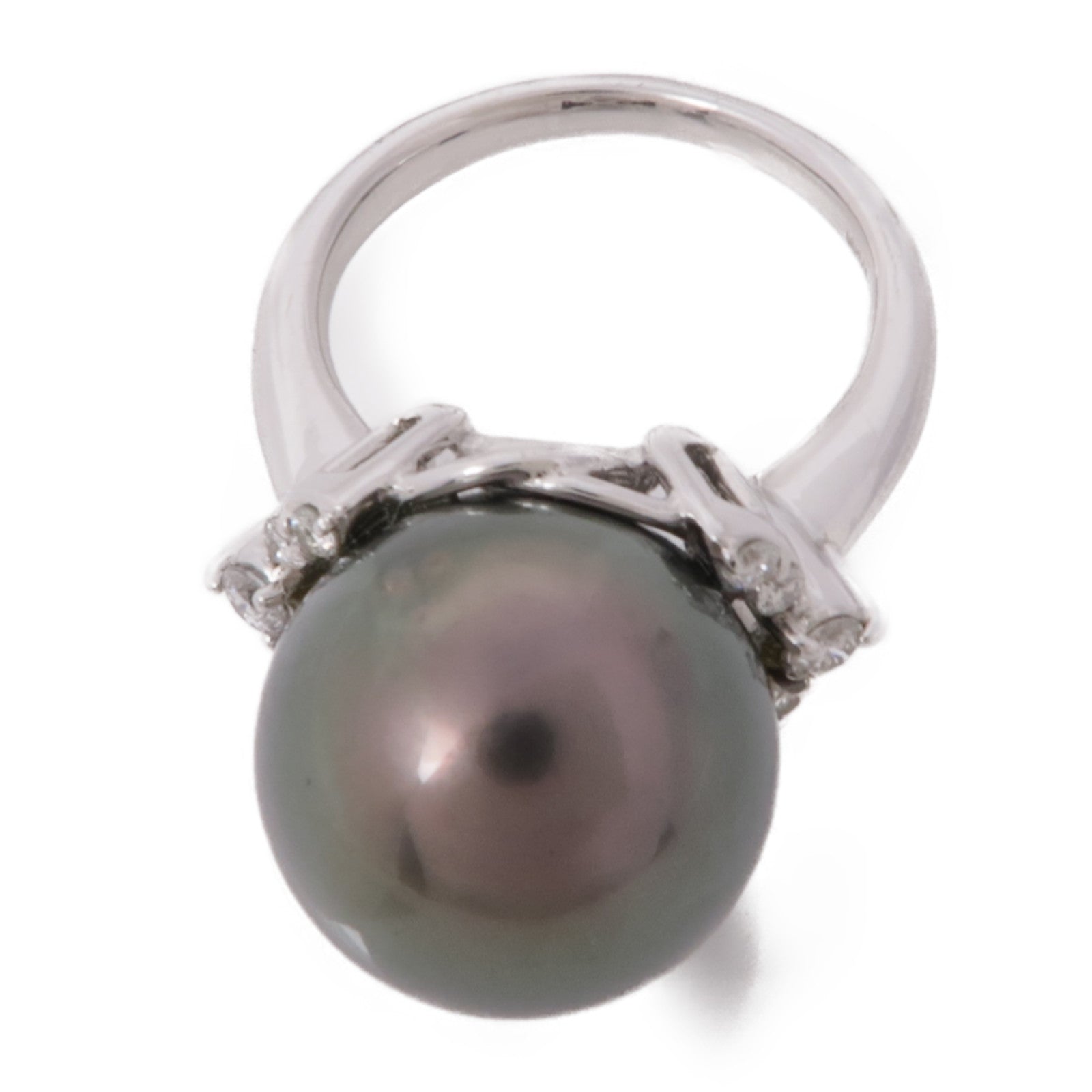 JEWELRY PT900鉑金Pearl Diamond Ring鑽石戒指US#6