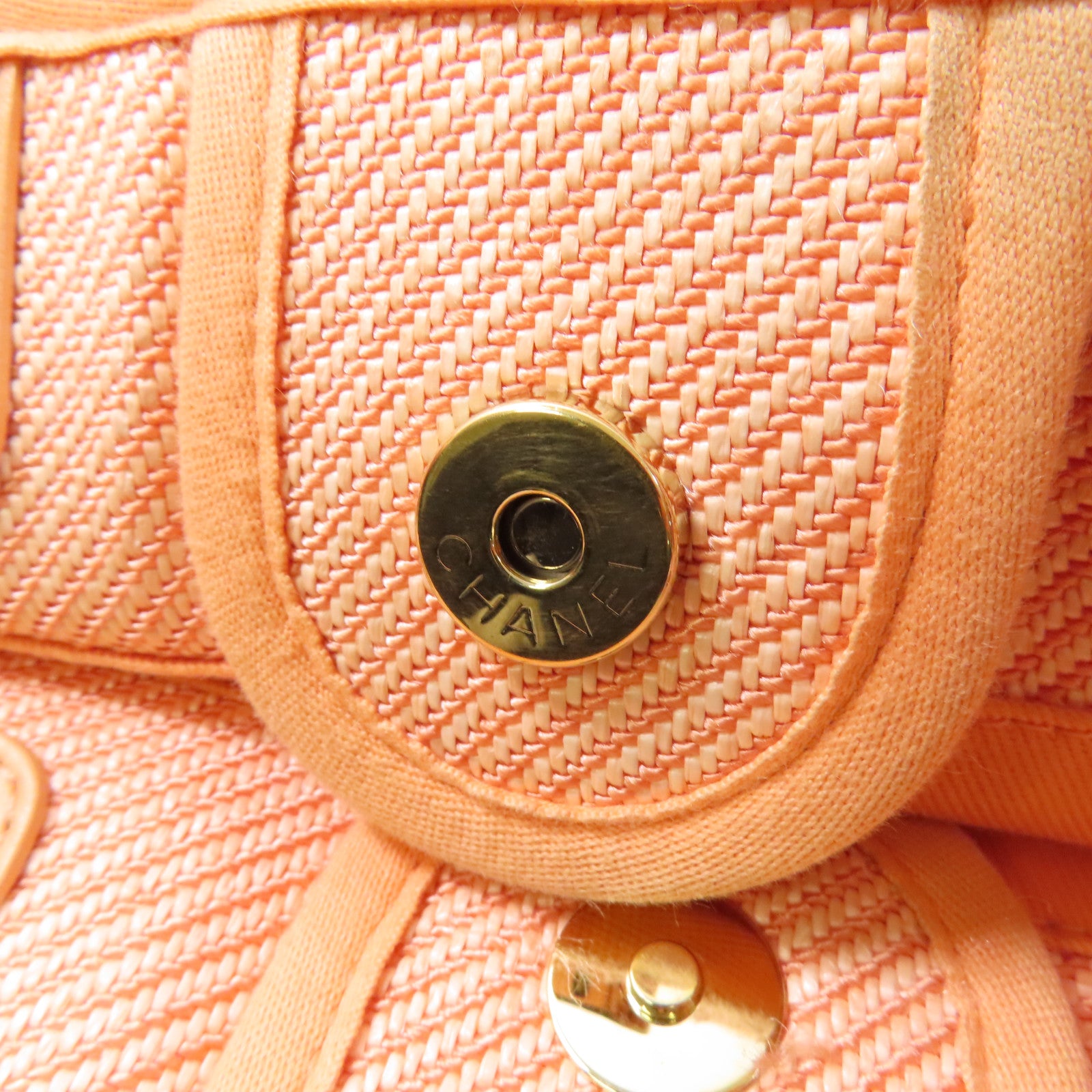 CHANEL 帆布Deauville Tote銀扣鏈帶肩背袋