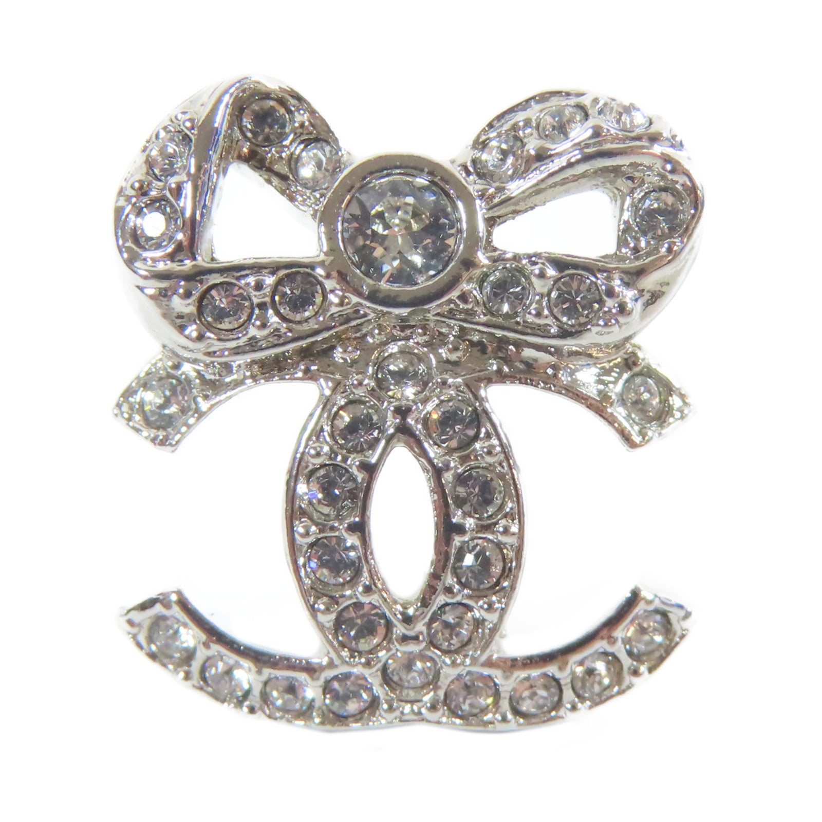 CHANEL 金屬/水晶Earrings耳環銀色