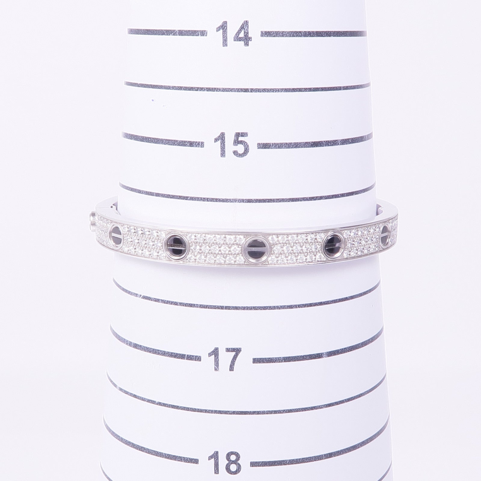 CARTIER 18K白金/陶瓷Love Bangle鑽石手鐲Cartier#17