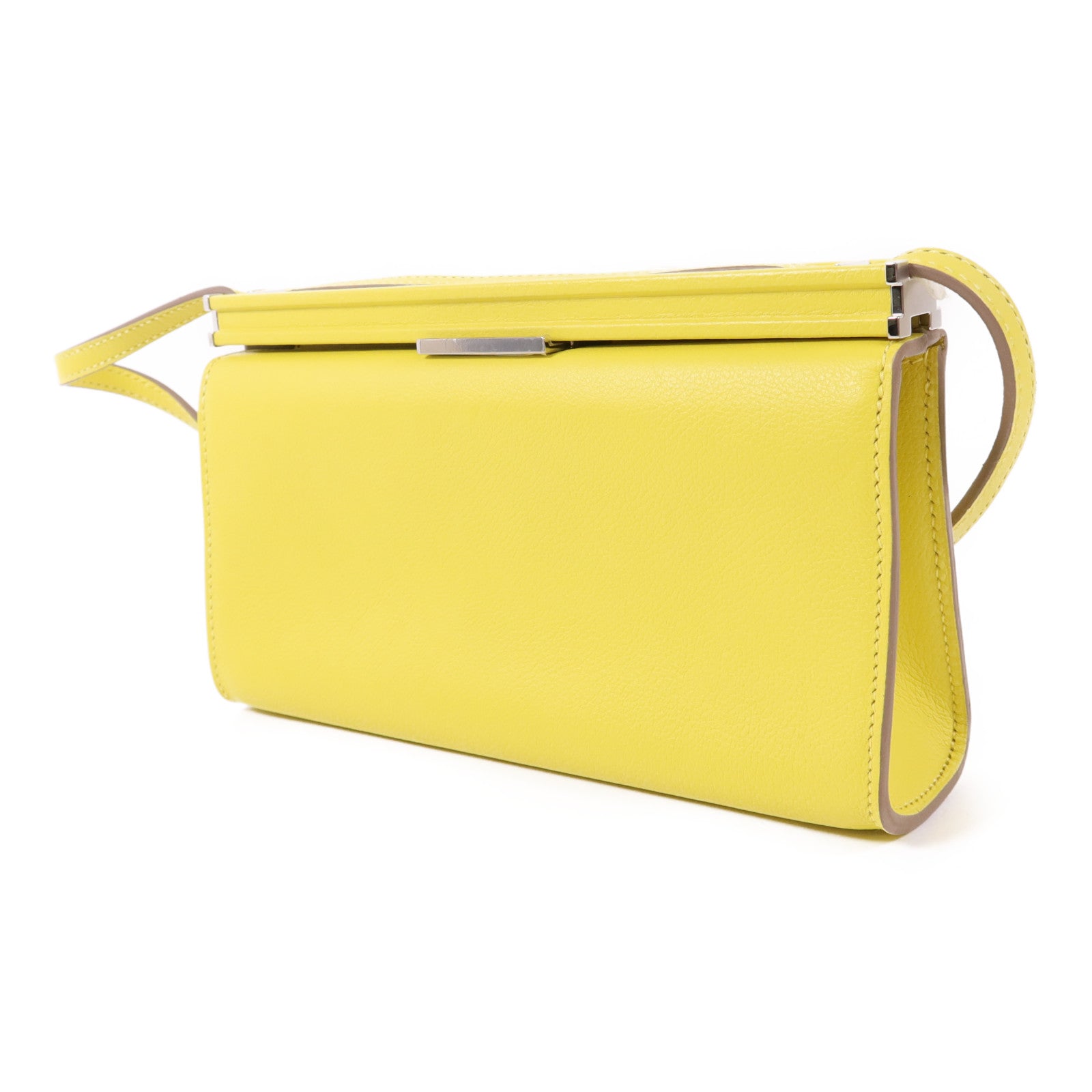 HERMES Evercolor皮革Clic-H 21銀扣肩背袋Lime