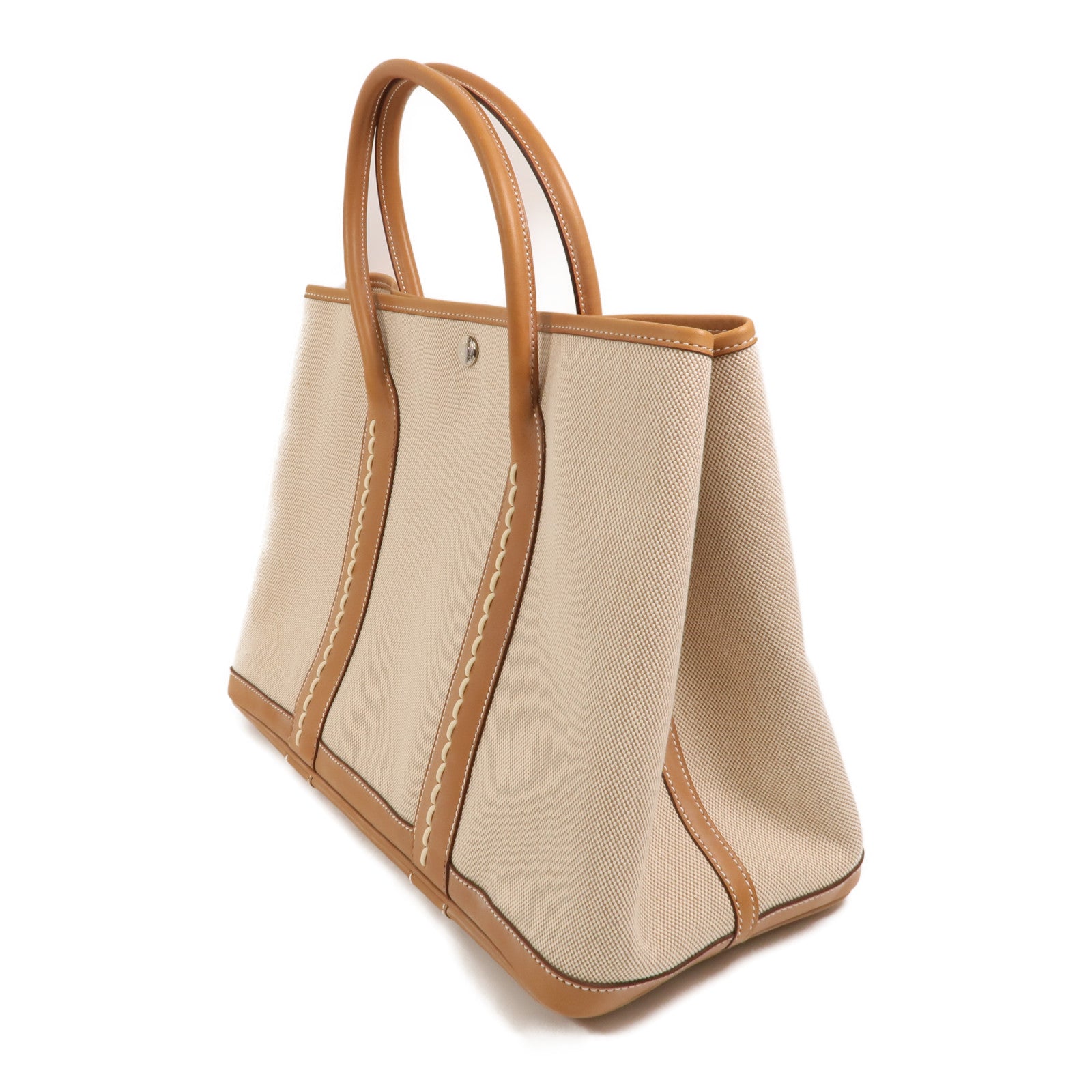 HERMES 帆布/Barenia皮革Garden Party PM手挽袋