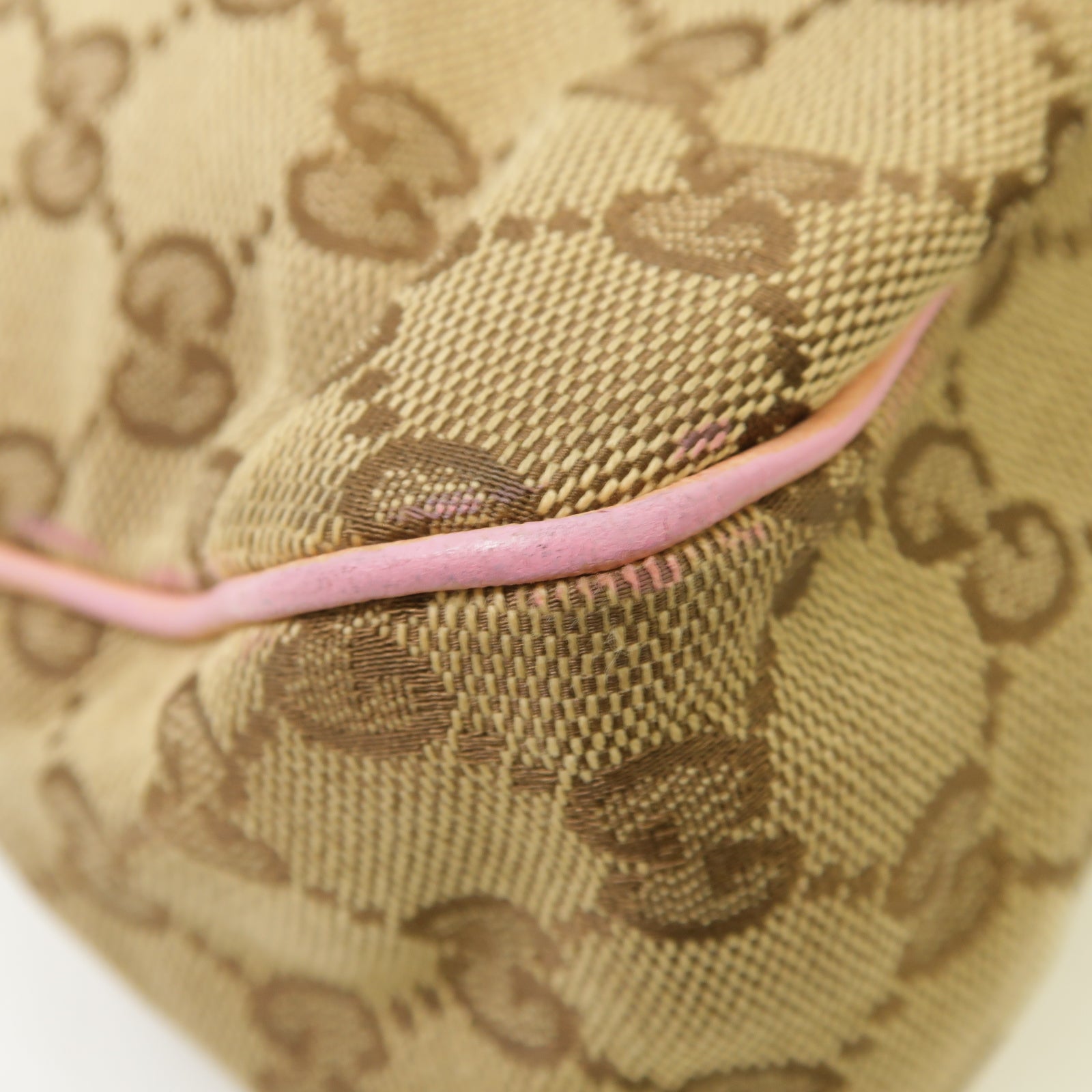 GUCCI 【激減優惠】帆布Shoulder Bag金扣肩背袋啡色/粉紅色