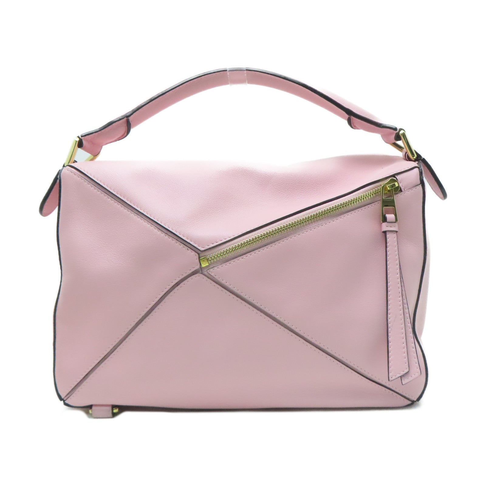 LOEWE 【激減優惠】牛皮皮革Puzzle金扣手挽肩背兩用袋粉紅色