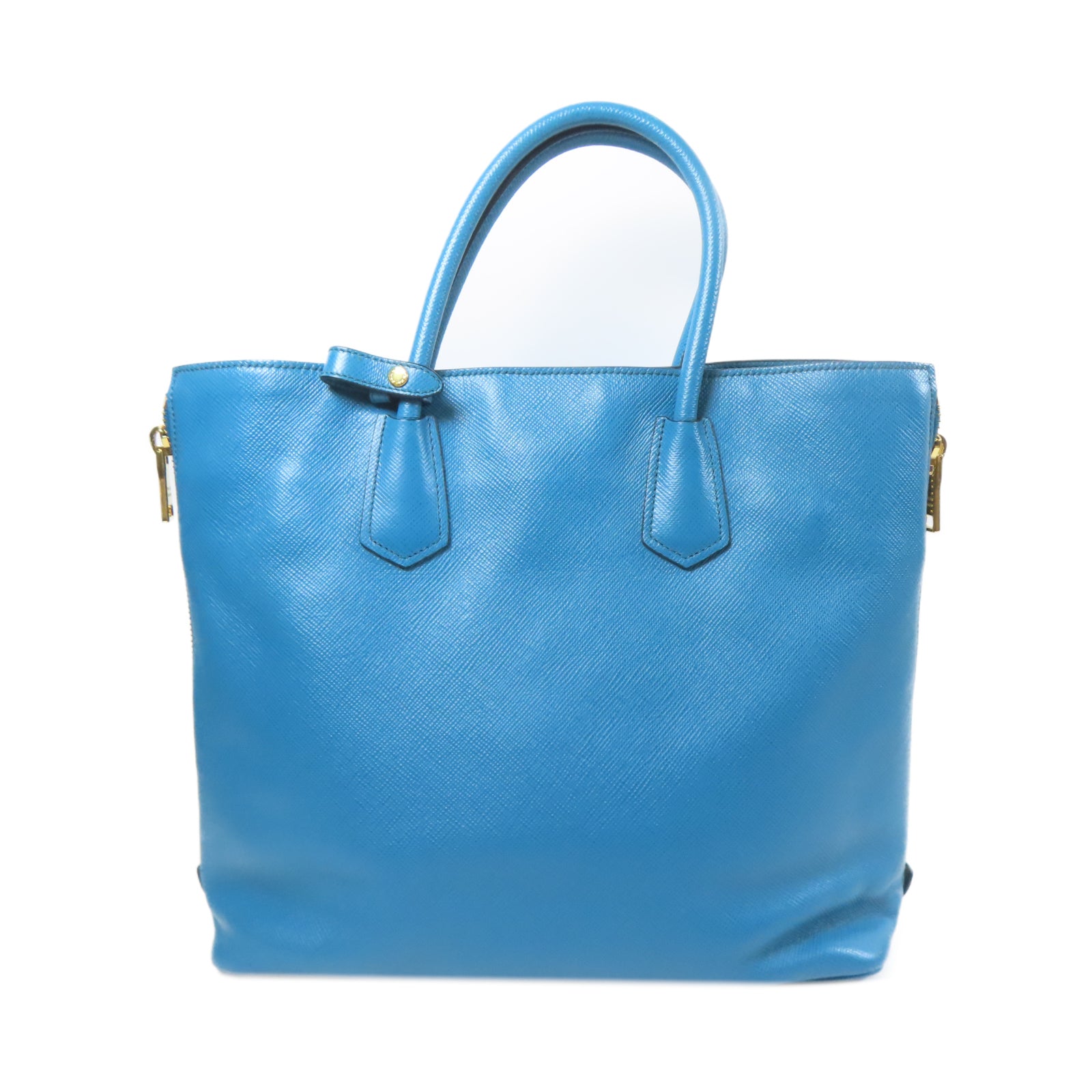 PRADA 【激減優惠】Saffiano皮革2 Way Shoulder Tote Bag金扣手挽肩背兩用袋藍色