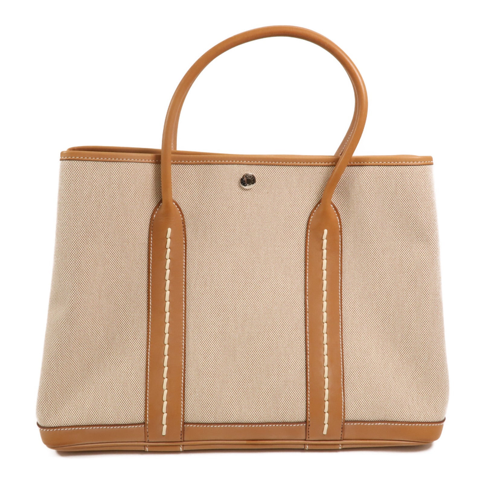 HERMES 帆布/Barenia皮革Garden Party PM手挽袋