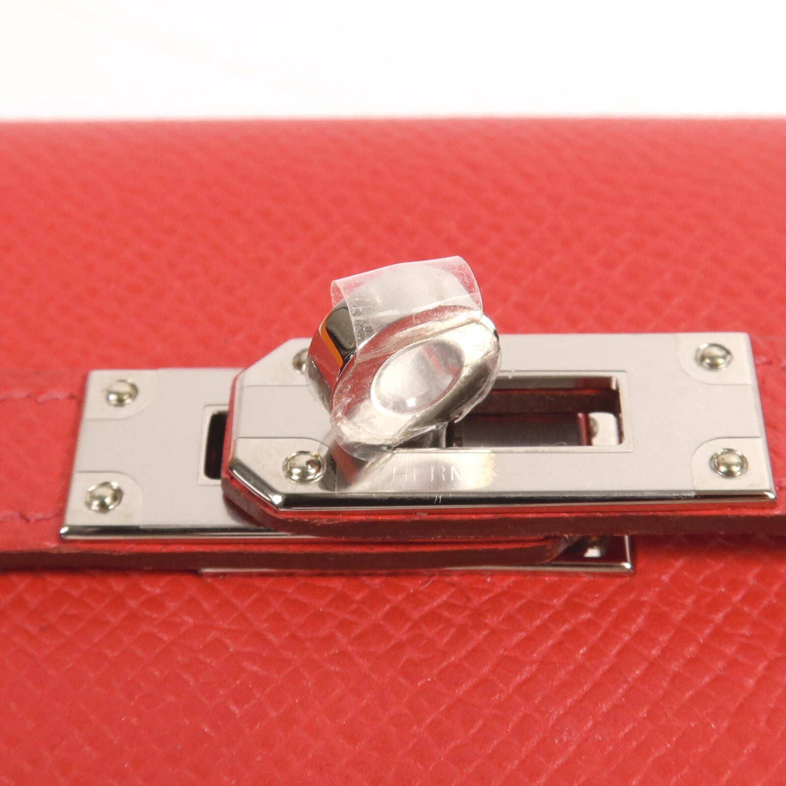 HERMES Epsom皮革Kelly Long Wallet銀扣長錢包Rouge Casaque