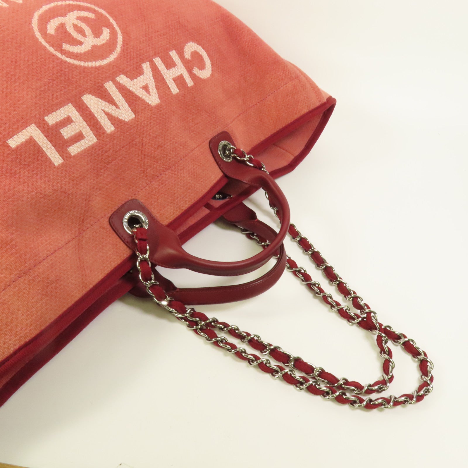 CHANEL 帆布Deauville Tote Extra Large銀扣手挽肩背兩用袋
