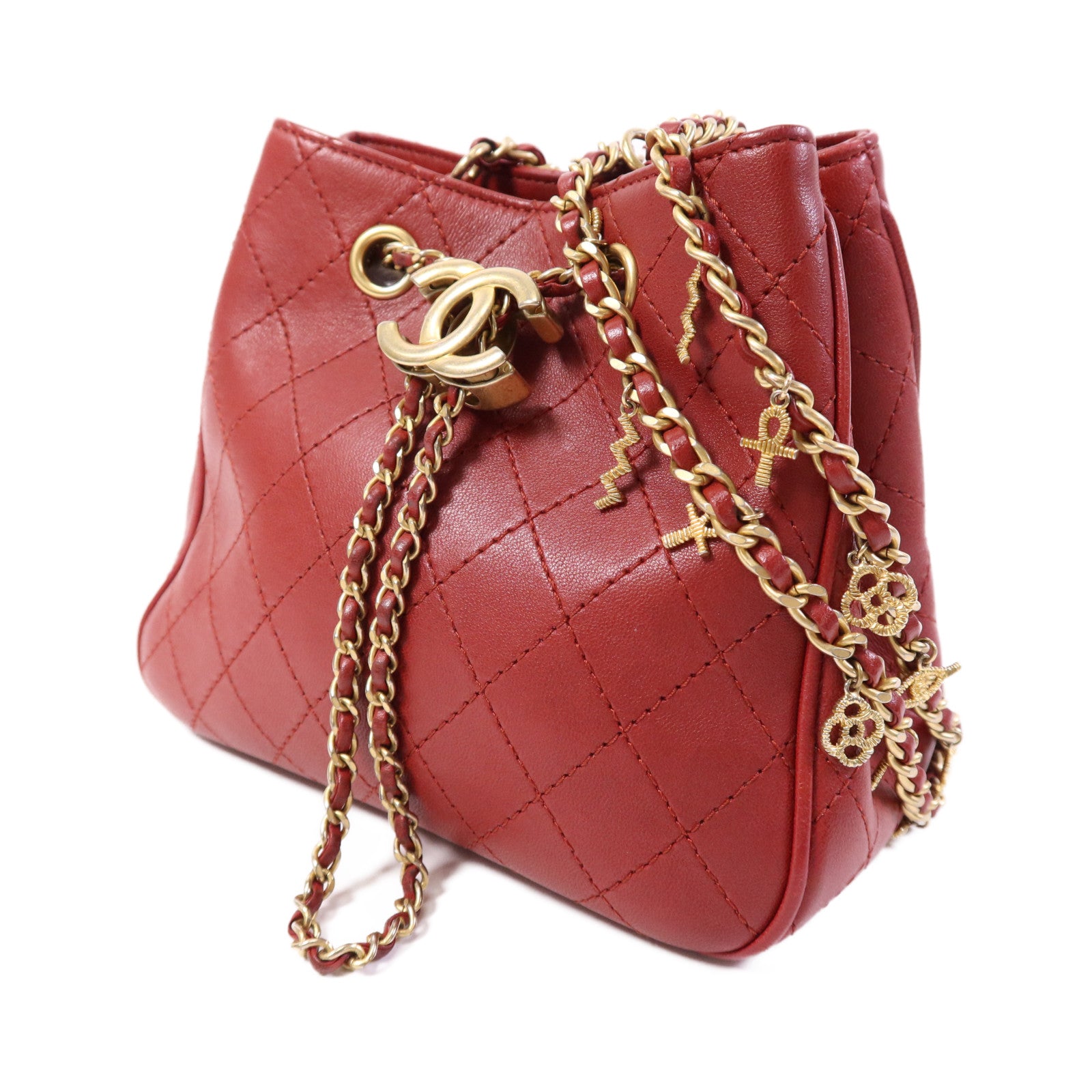 CHANEL 牛皮皮革Egyptian Amulet金扣鏈帶肩背袋
