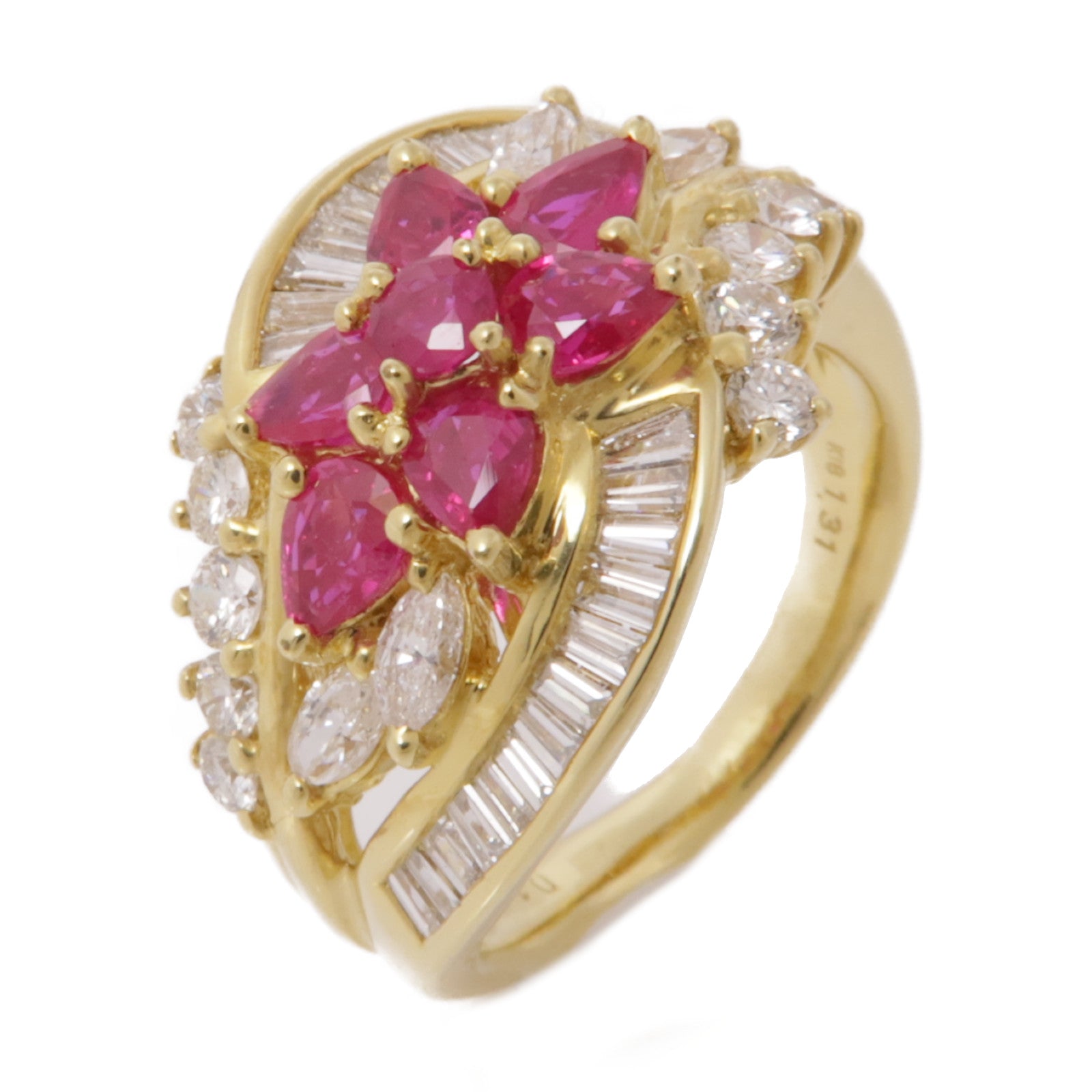 JEWELRY Ruby Diamond Ring 18K Yellow Gold US#6.5