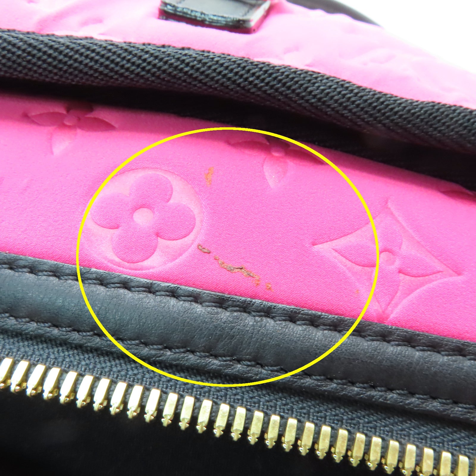 LOUIS VUITTON Monogram Scuba MM金扣手挽袋粉紅色