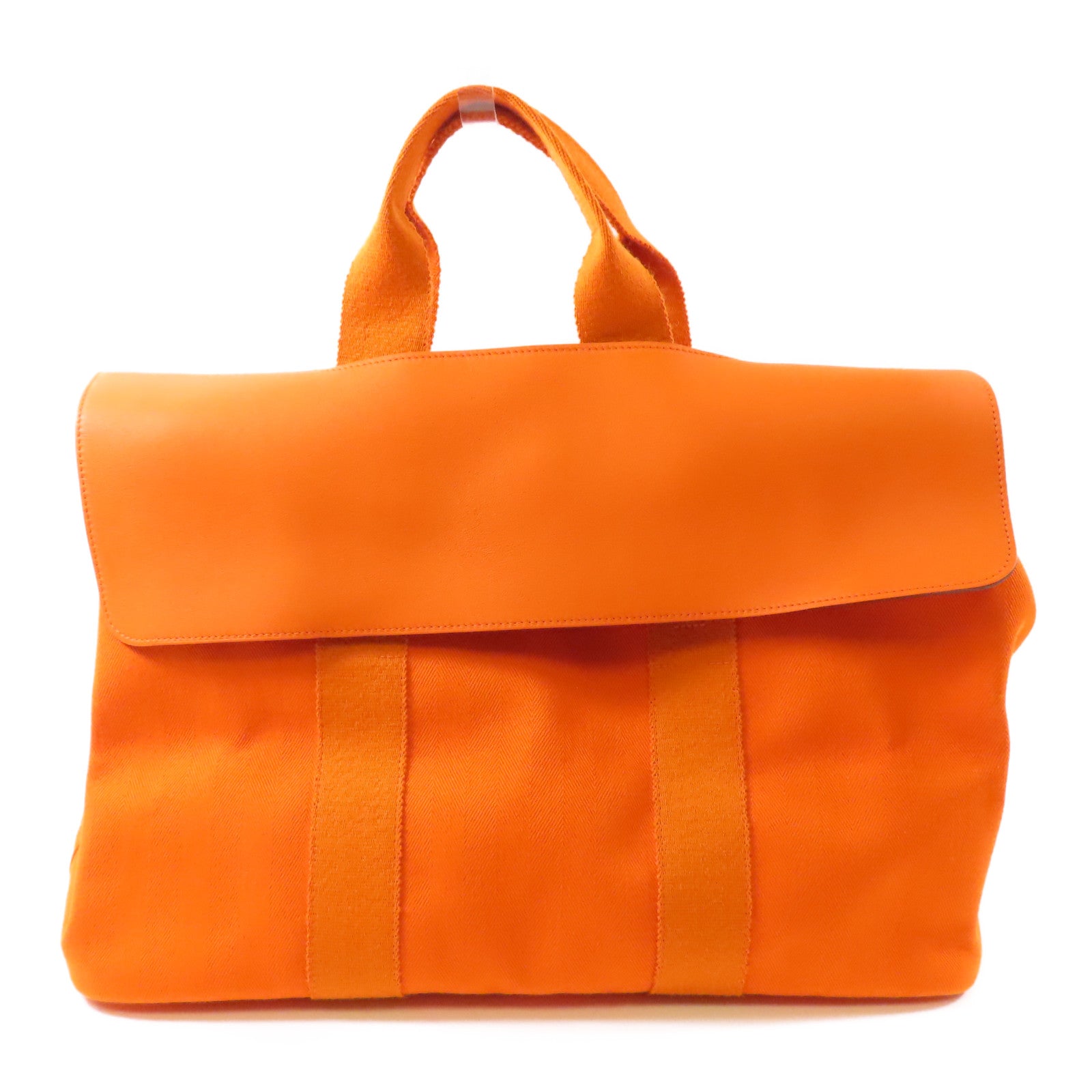 HERMES 帆布Valparaiso銀扣手挽袋Orange