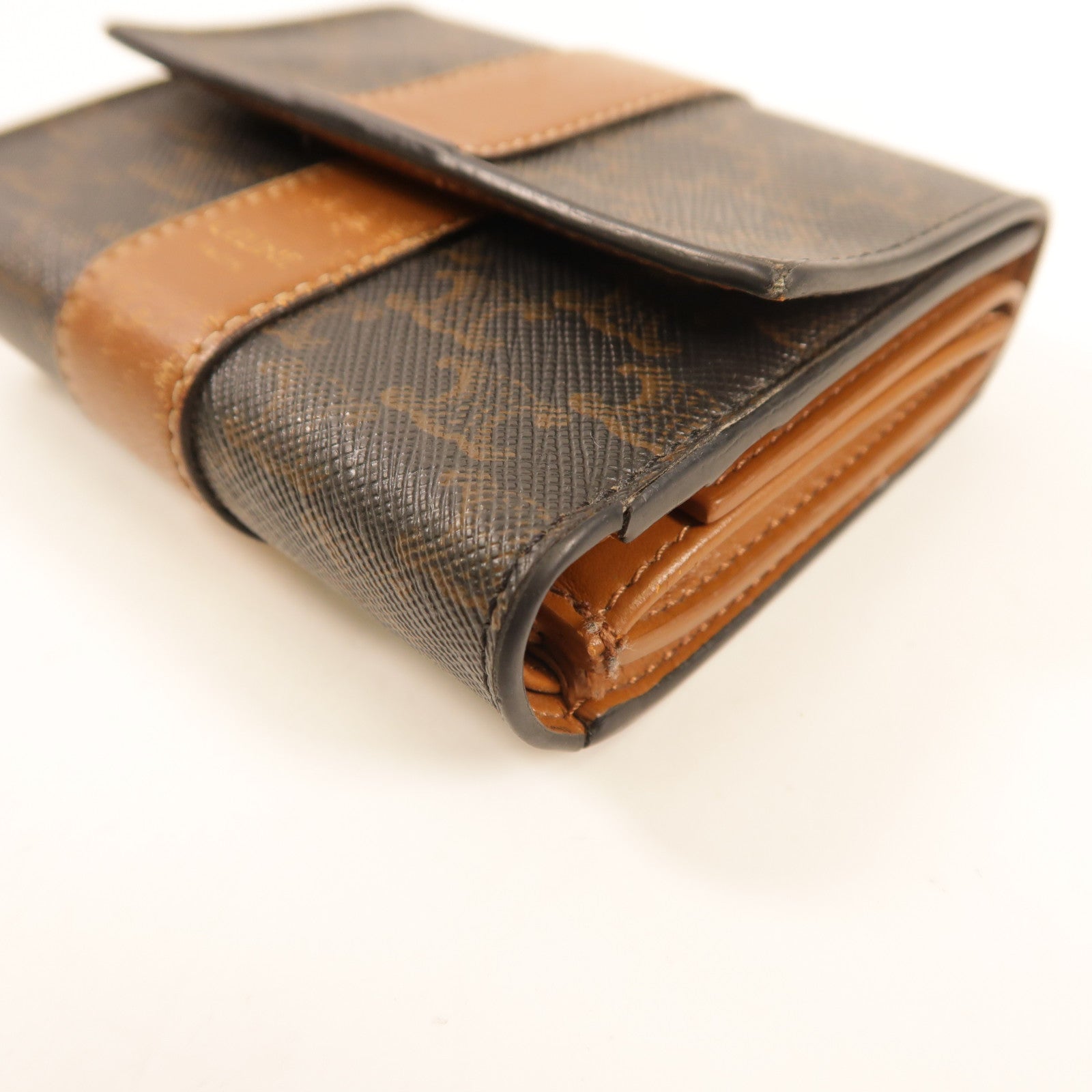 CELINE 塗層帆布Small Trifold Wallet金扣折疊錢包啡色