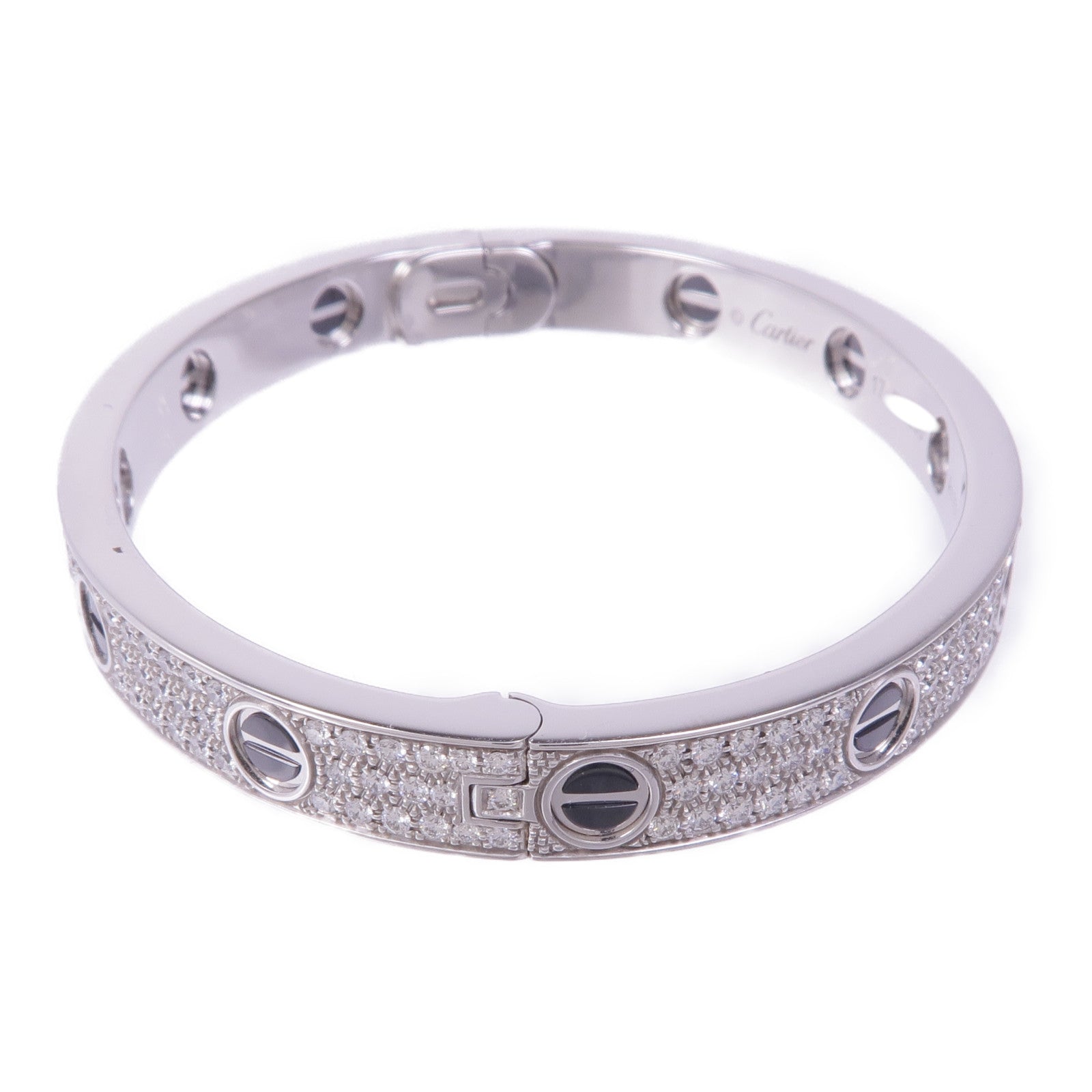 CARTIER 18K白金/陶瓷Love Bangle鑽石手鐲Cartier#17