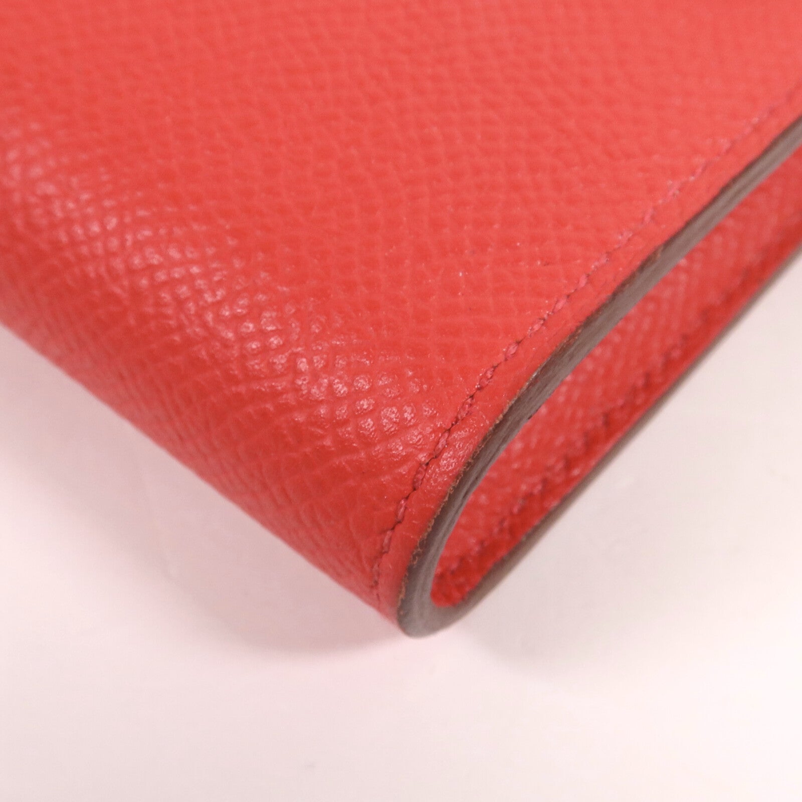 HERMES Epsom皮革Kelly Long Wallet銀扣長錢包Rouge Casaque