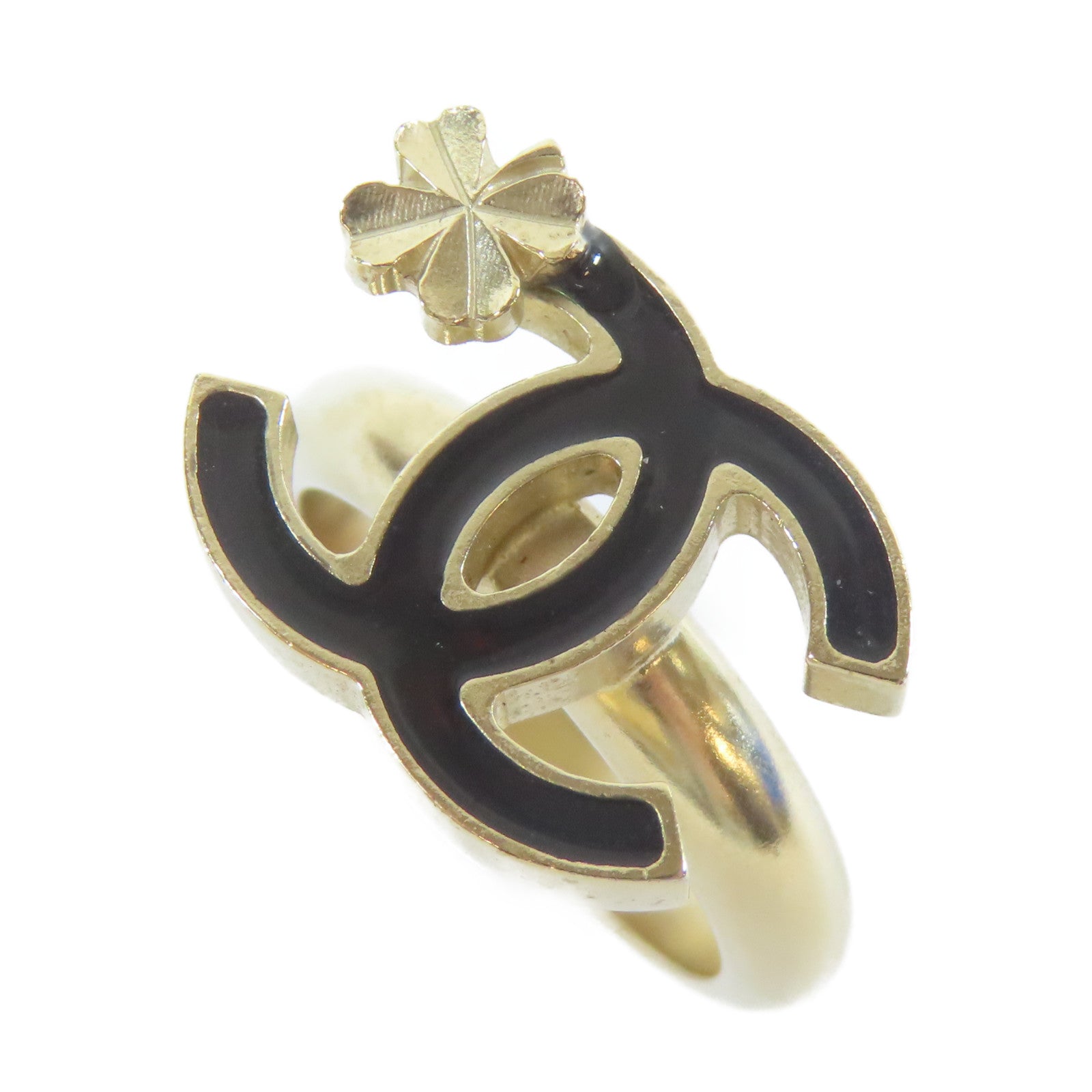 CHANEL 金屬Ring戒指金色/黑色US#6