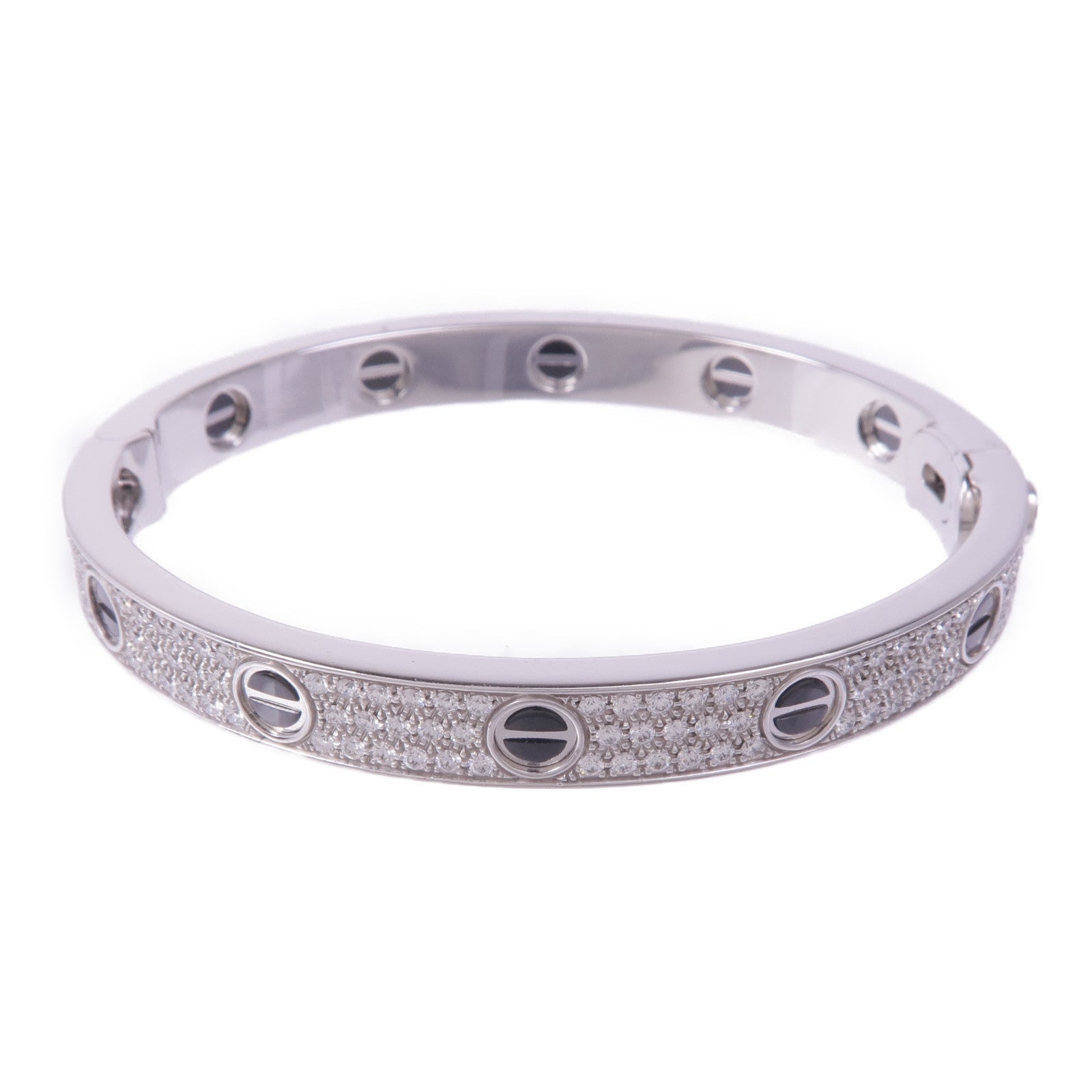 CARTIER 18K白金/陶瓷Love Bangle鑽石手鐲Cartier#17