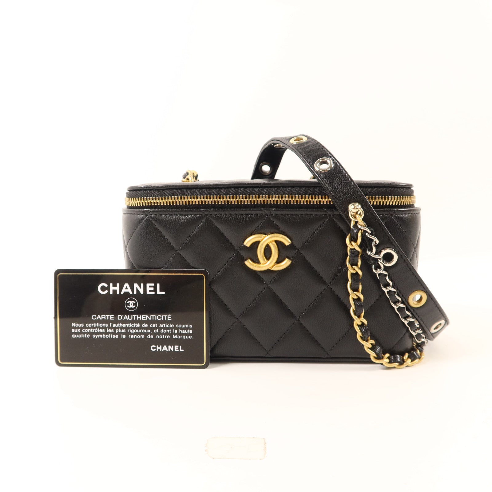 CHANEL 【激減優惠】羊皮皮革Vanity Bag金扣鏈帶肩背袋